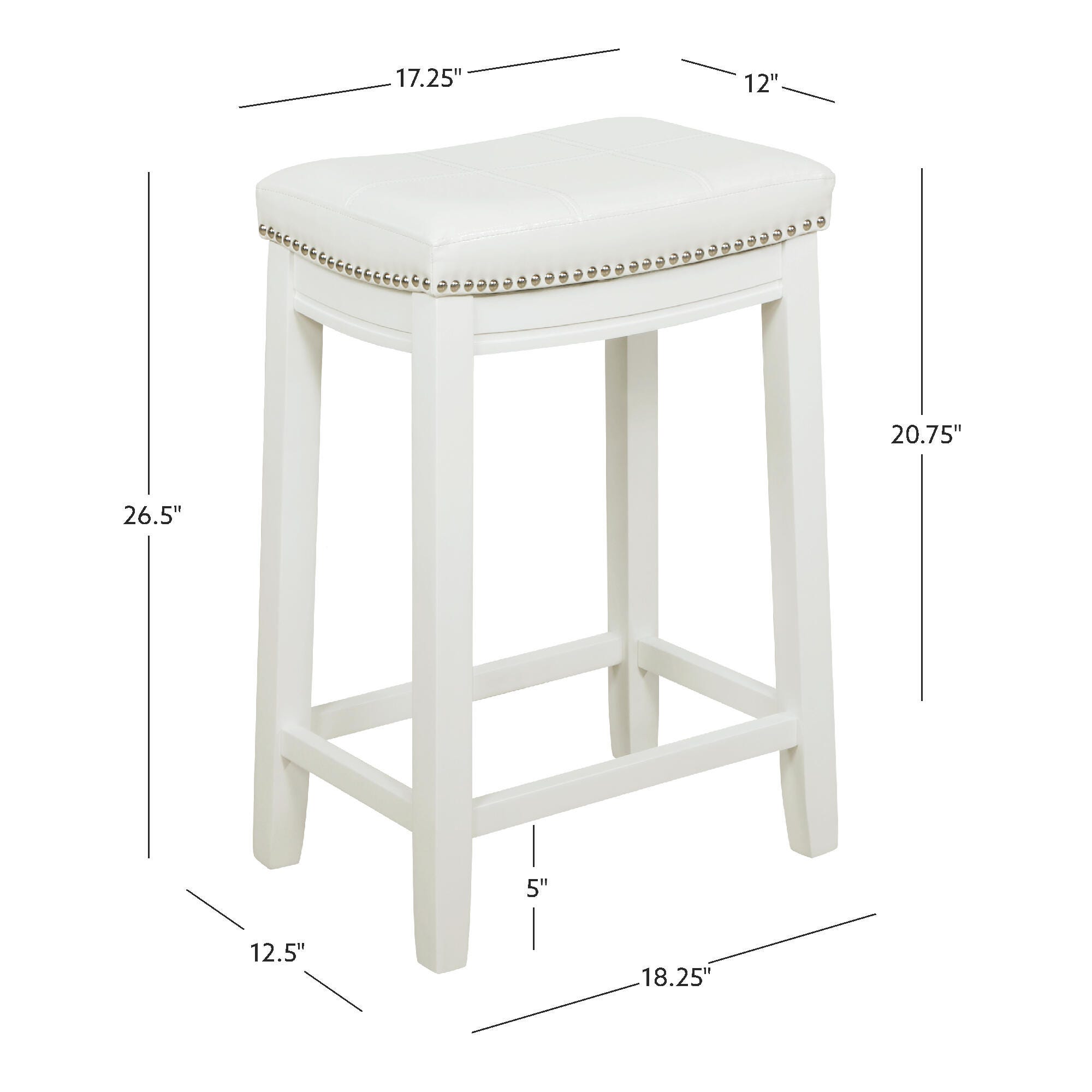 Linon Claridge Counter Height Bar Stool, White, large