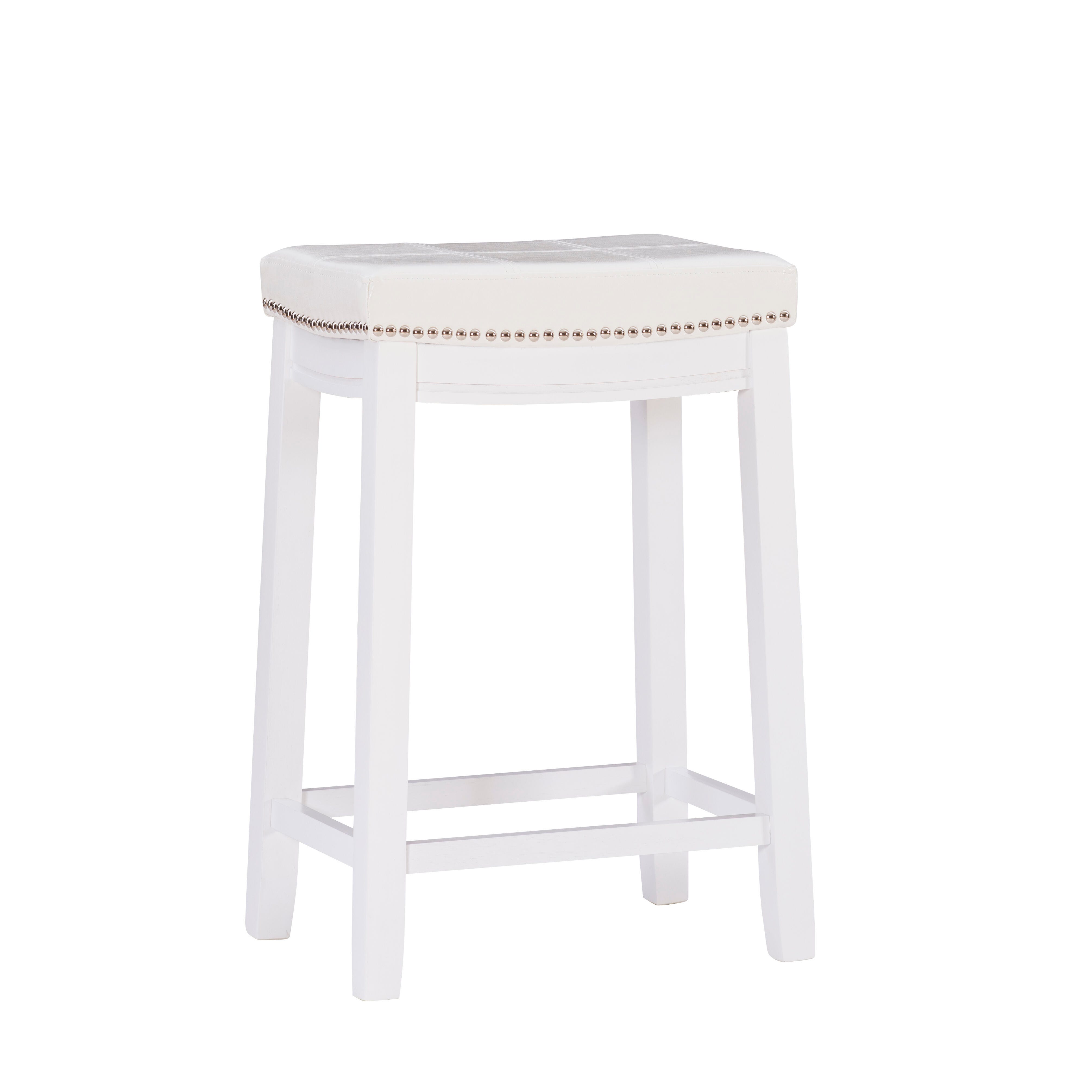 Linon Claridge Counter Height Bar Stool, White, large