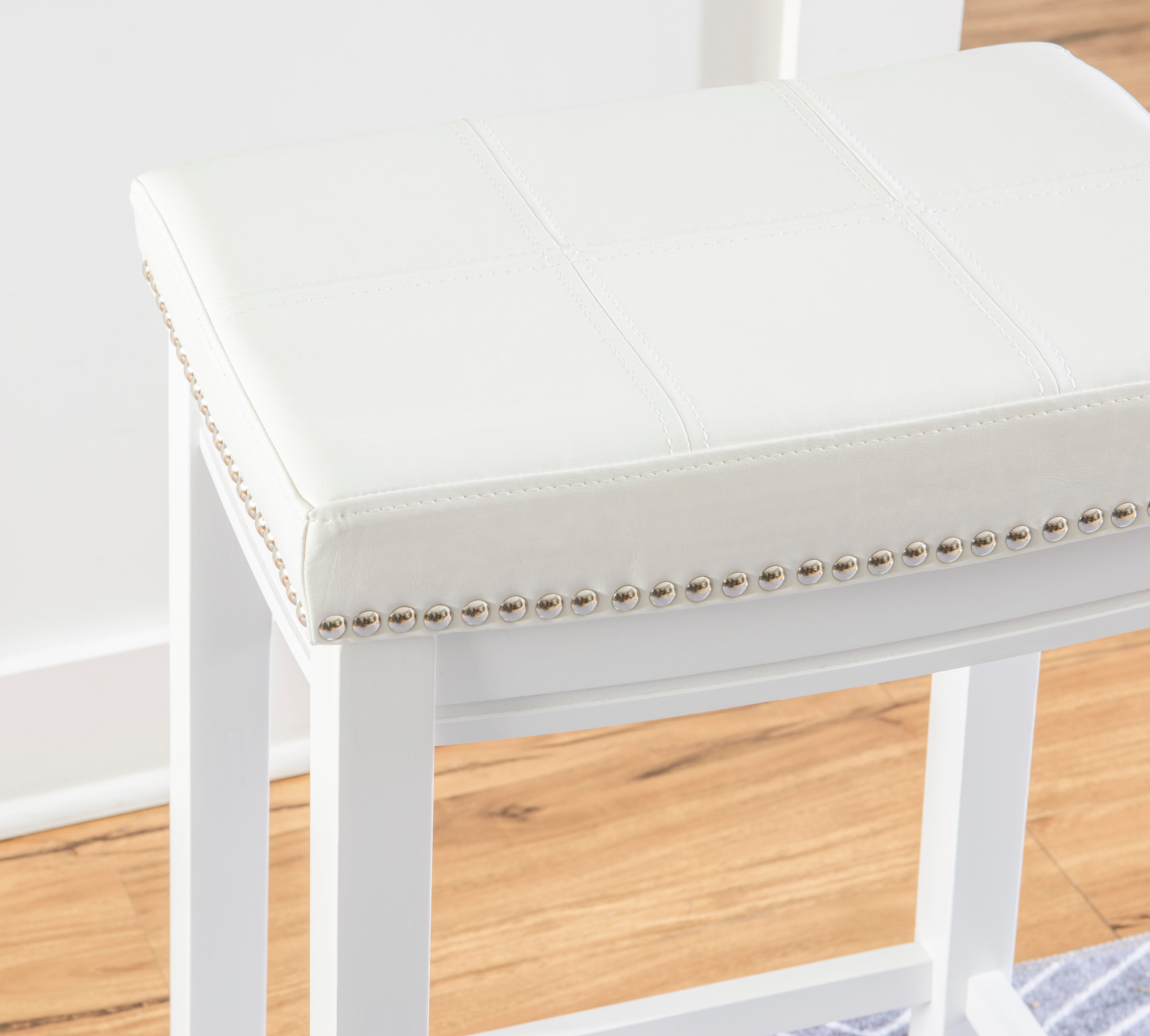 Linon Claridge Counter Height Bar Stool, White, large