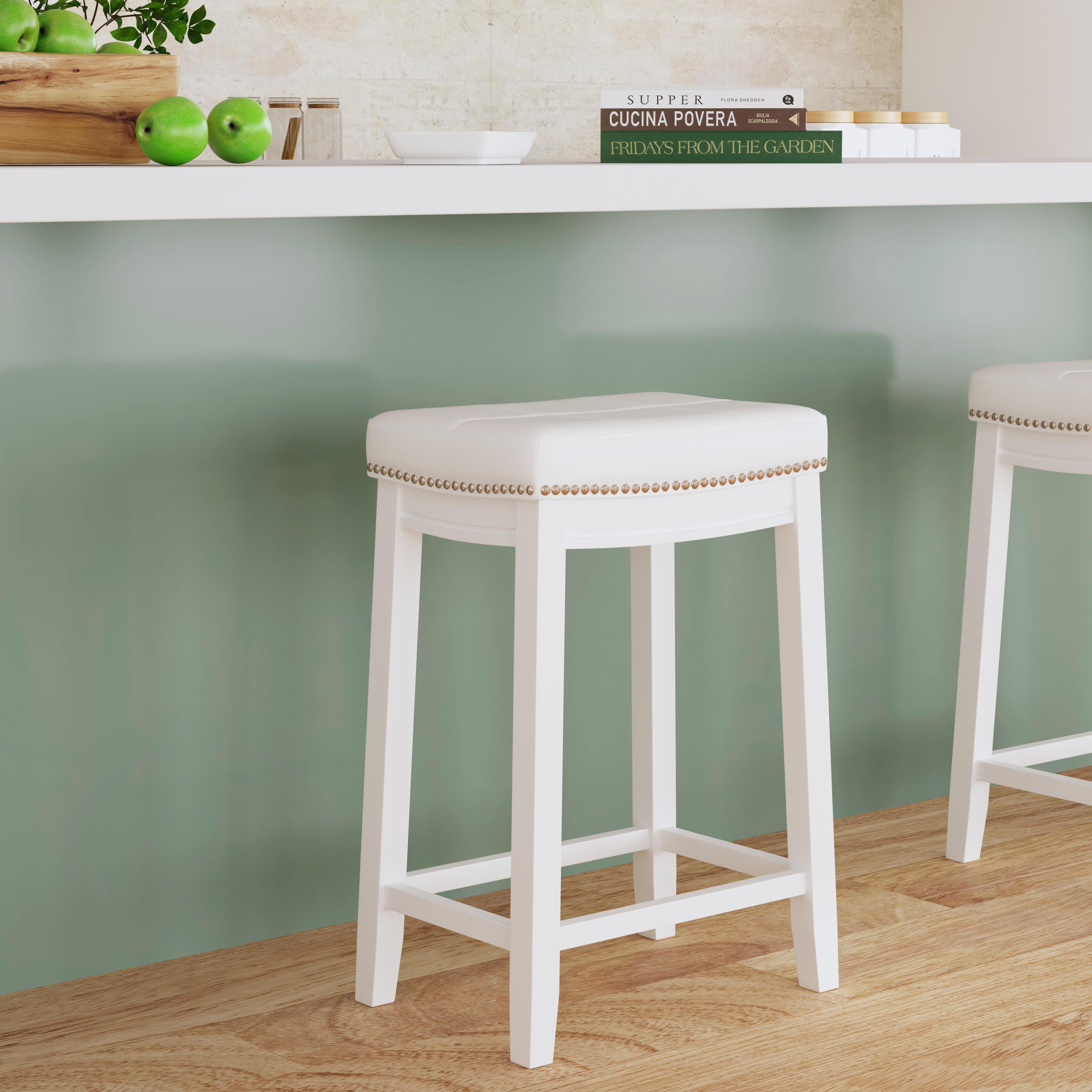Linon Claridge Counter Height Bar Stool, White, large