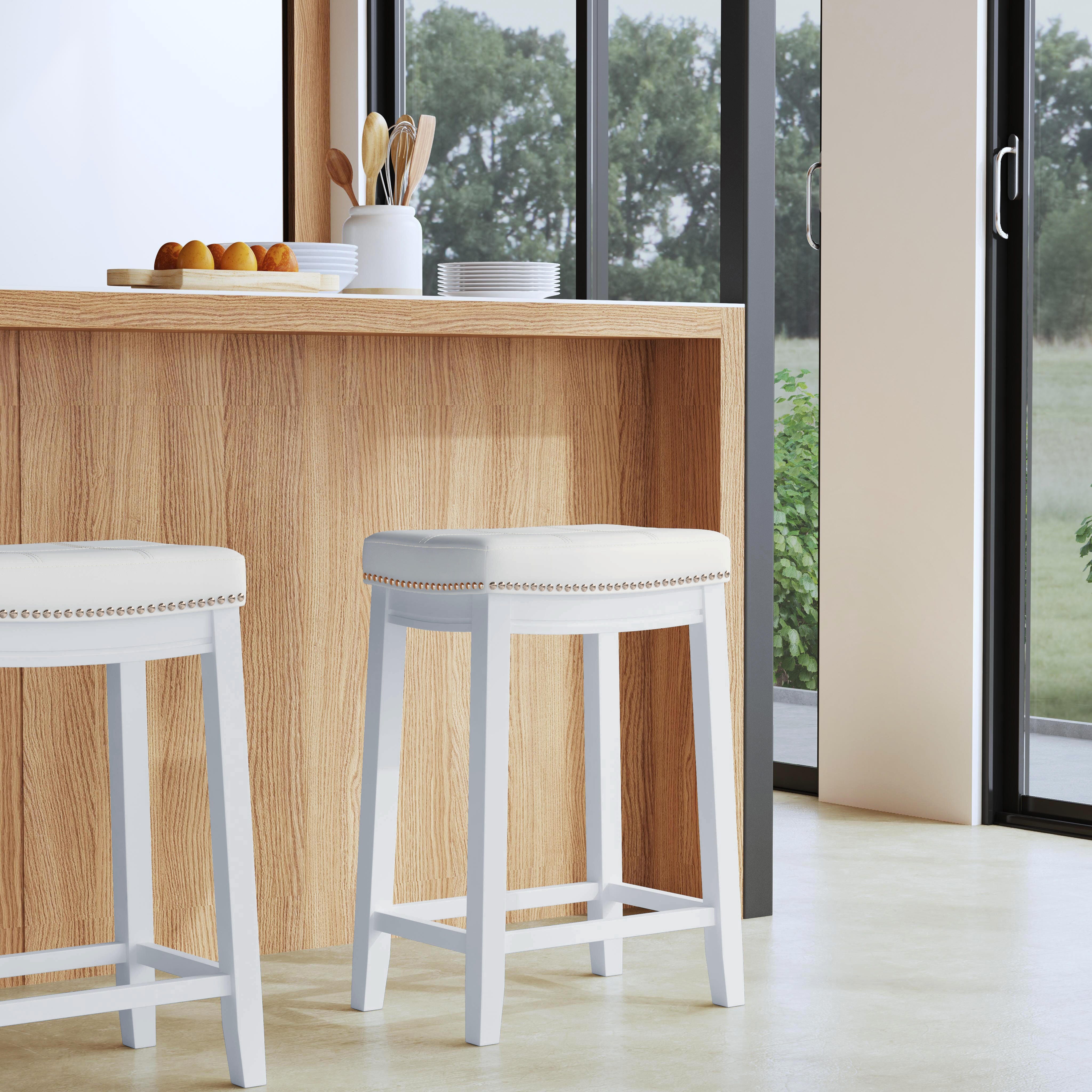 Linon Claridge Counter Height Bar Stool, White, large