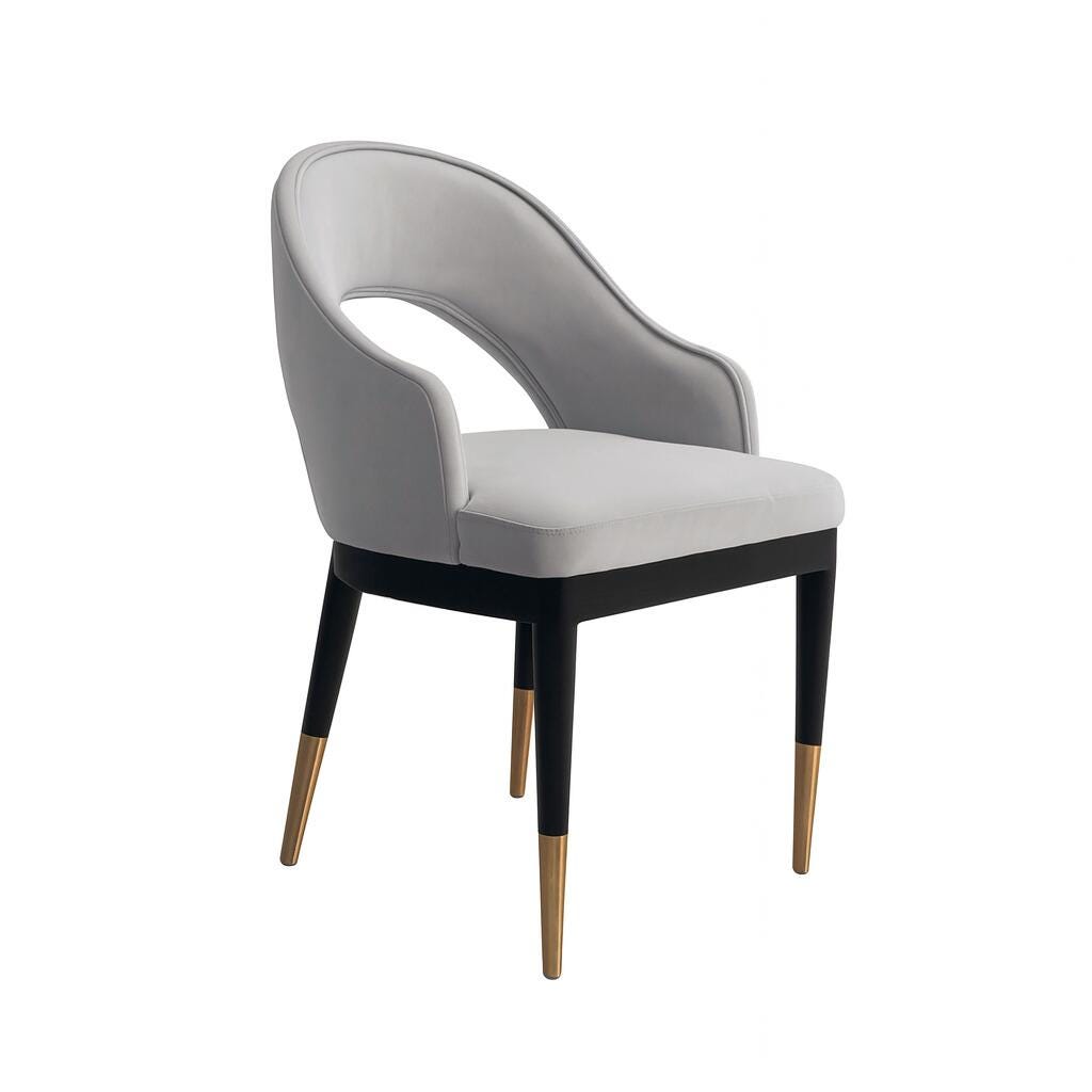 Manhattan Comfort Carrington Dining Armchair, Light Gray, large