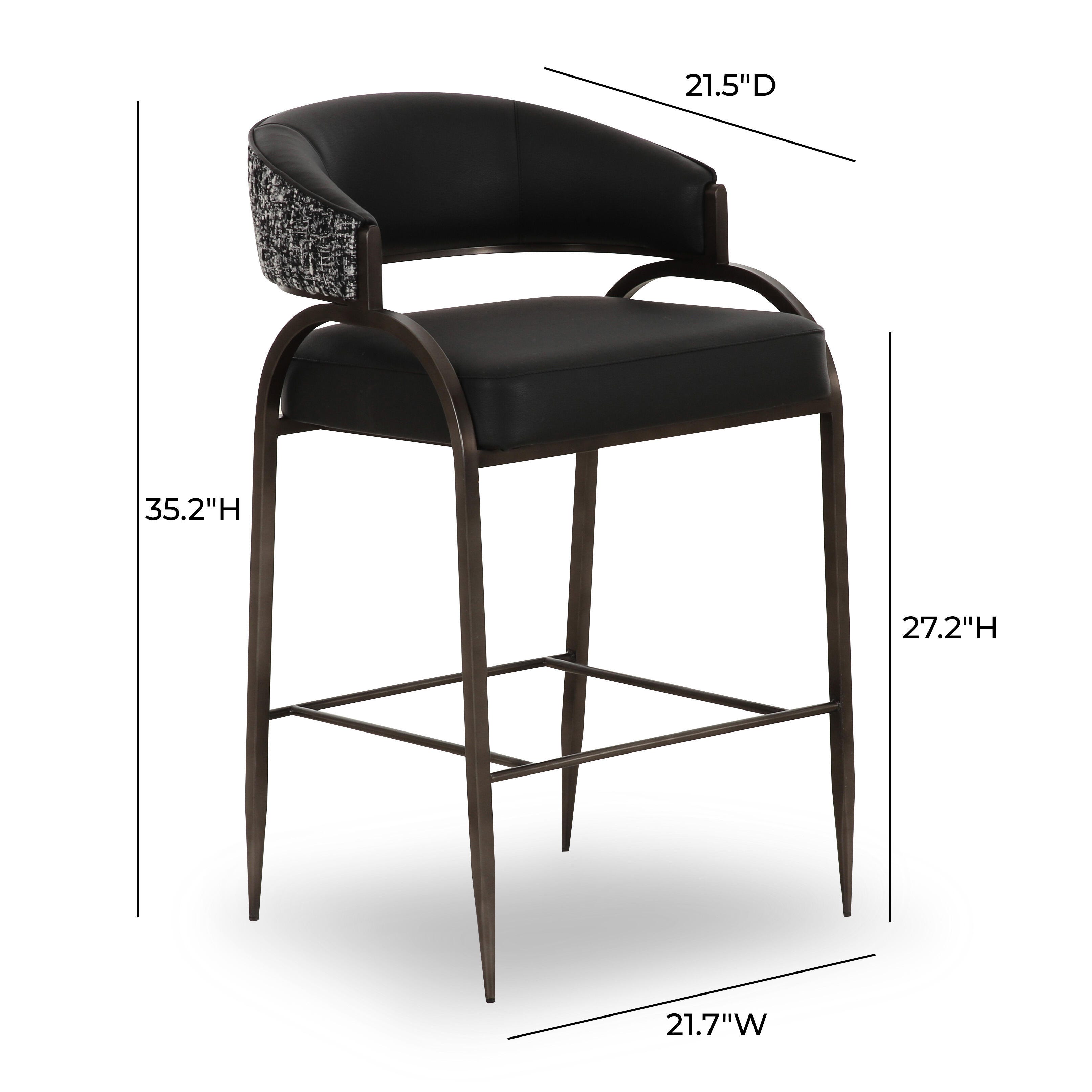 TOV Furniture Tatum Counter Height Bar Stool, Black, large