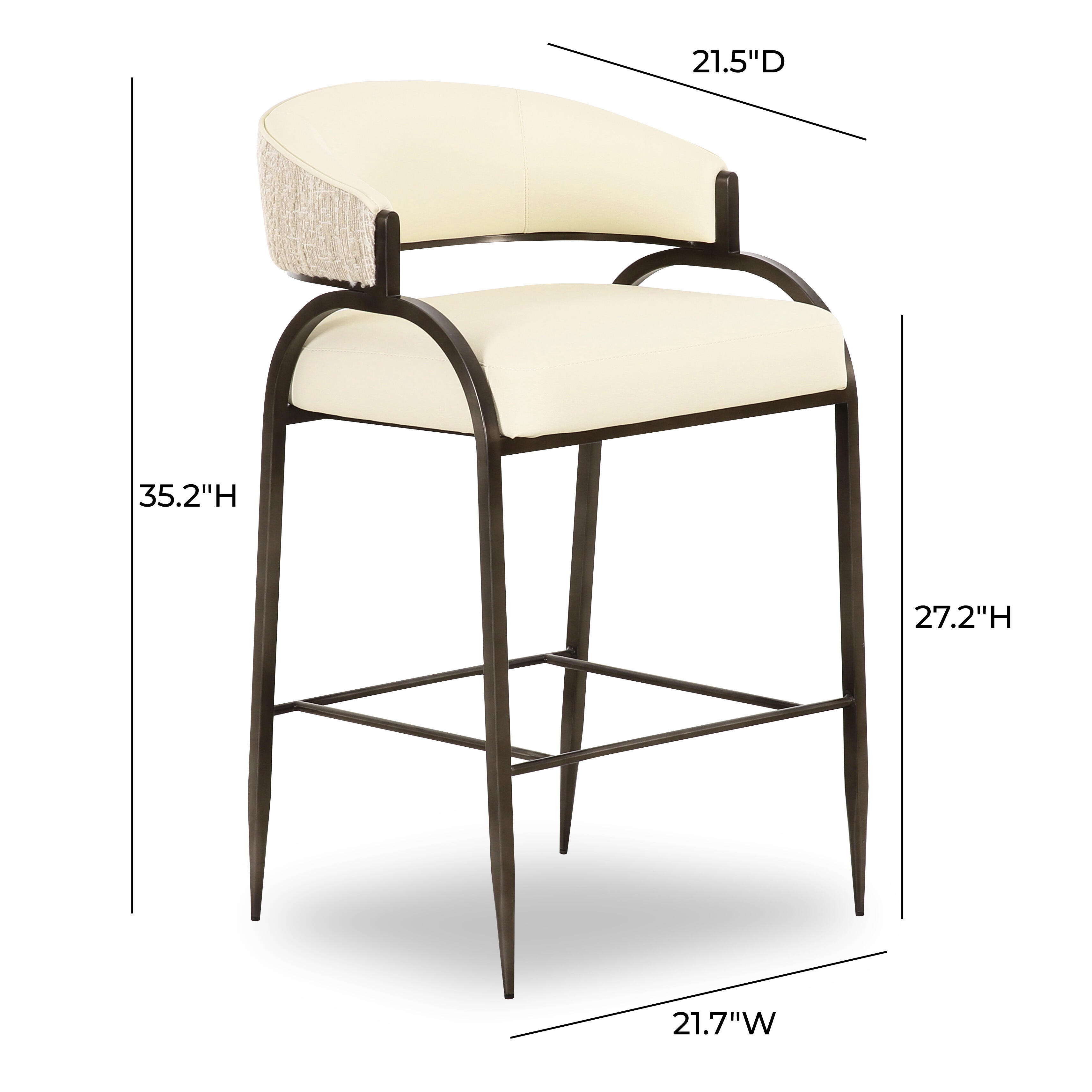 TOV Furniture Tatum Counter Height Bar Stool, Cream, large