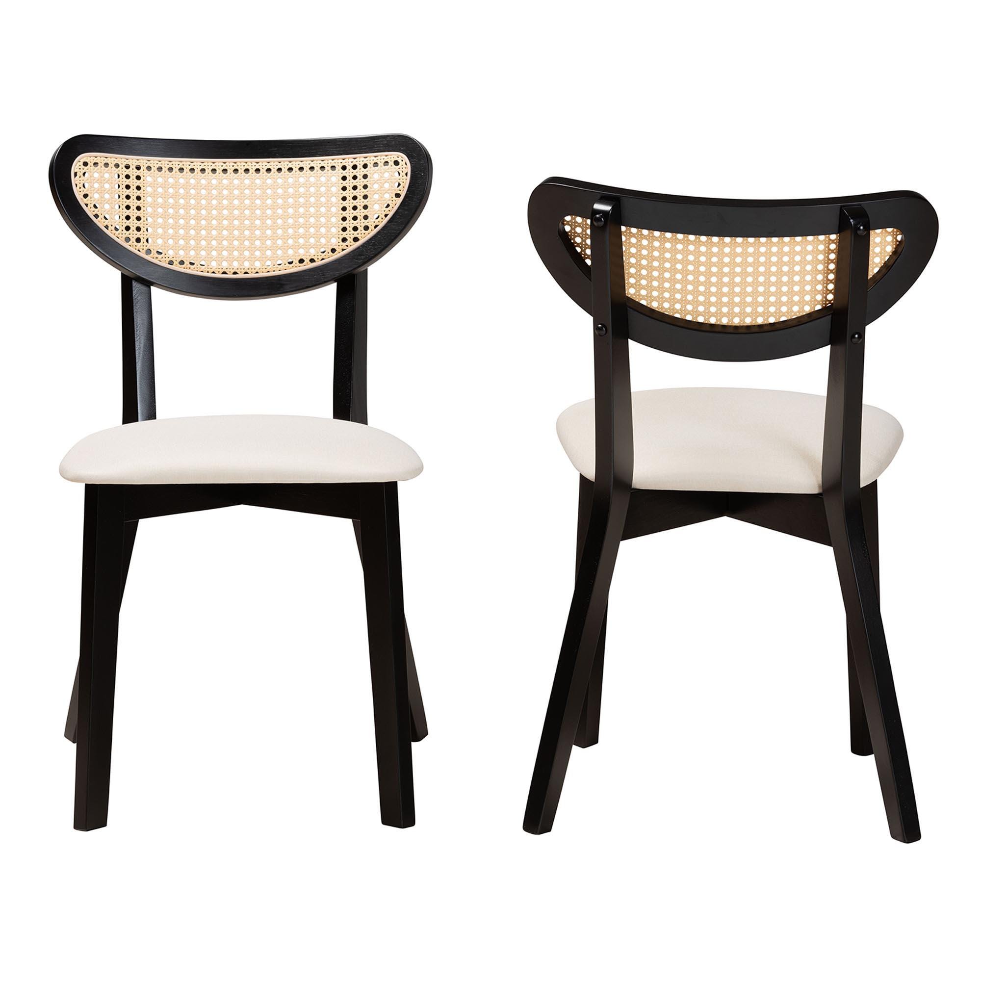 Baxton Studio Dannell Armless Dining Chair (Set of 2), Cream/Light Brown, large