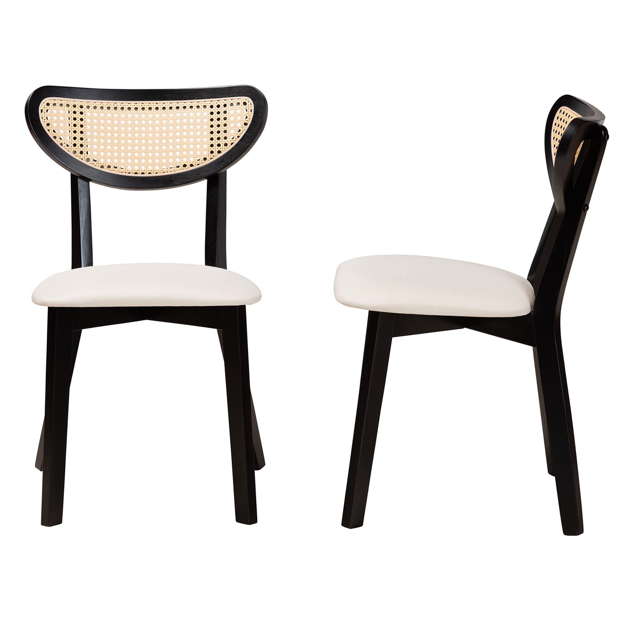 Baxton Studio Dannell Armless Dining Chair (Set of 2), Cream/Light Brown, large