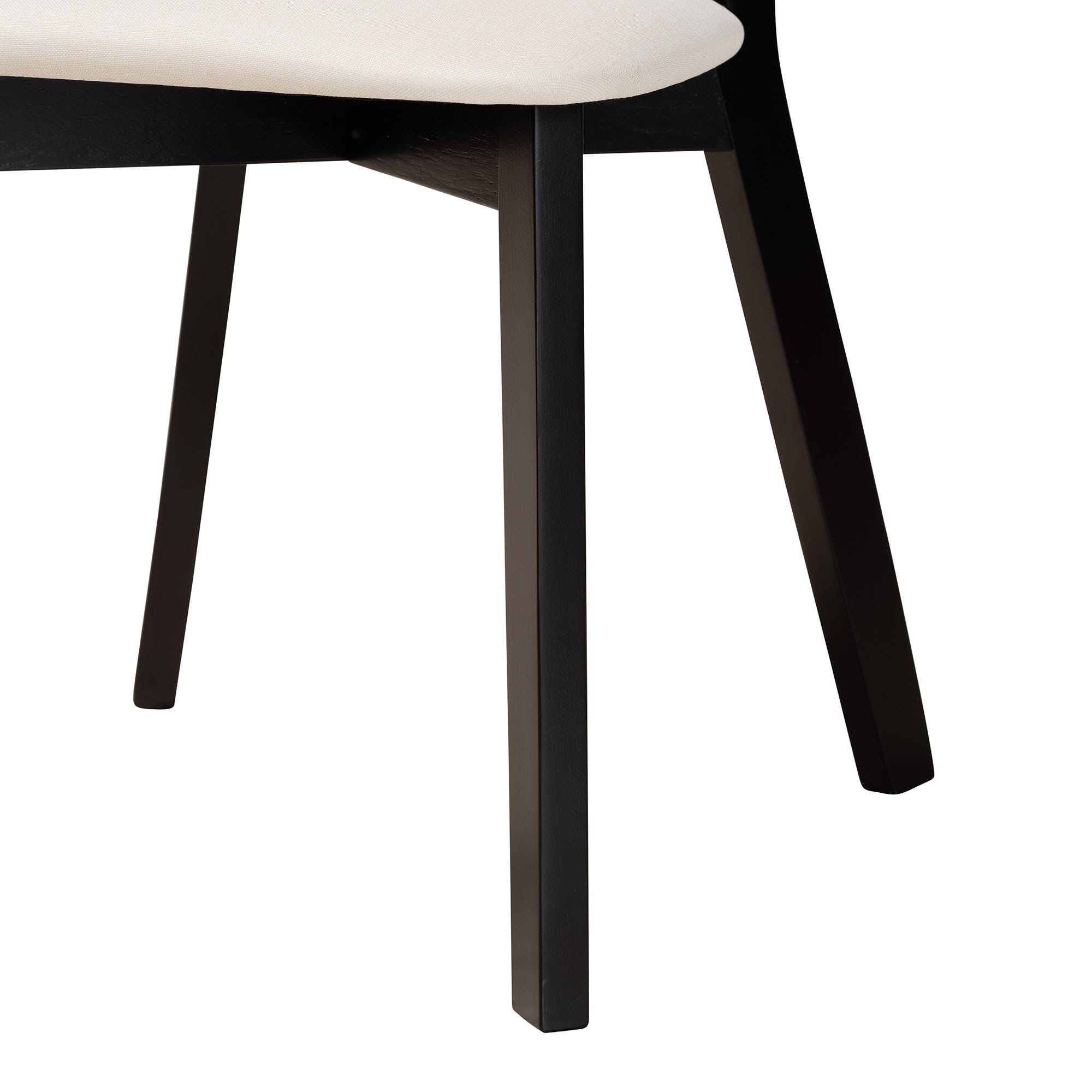 Baxton Studio Dannell Armless Dining Chair (Set of 2), Cream/Light Brown, large