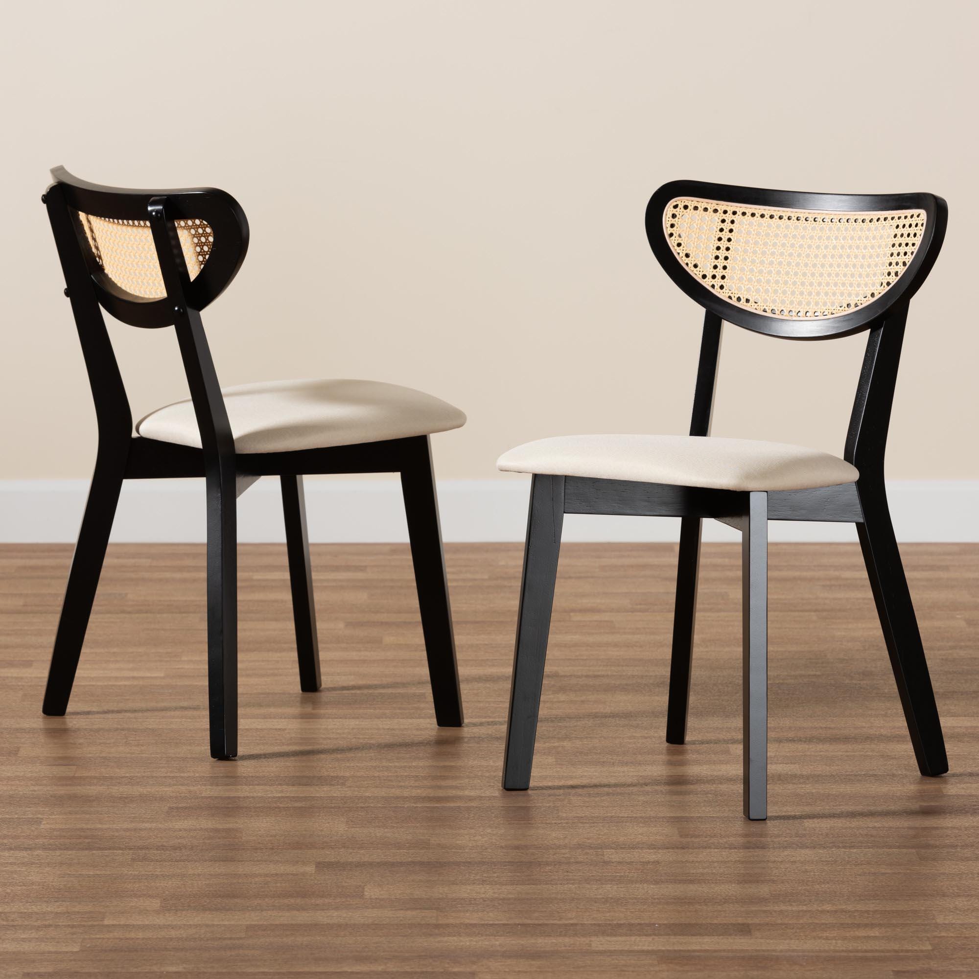 Baxton Studio Dannell Armless Dining Chair (Set of 2), Cream/Light Brown, large