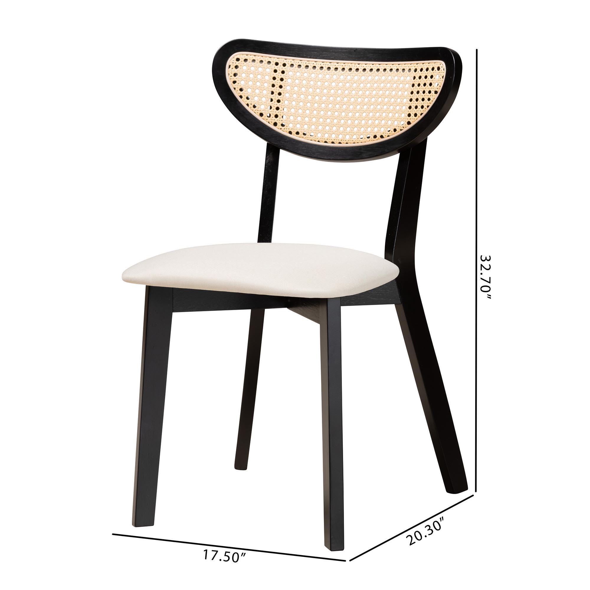 Baxton Studio Dannell Armless Dining Chair (Set of 2), Cream/Light Brown, large