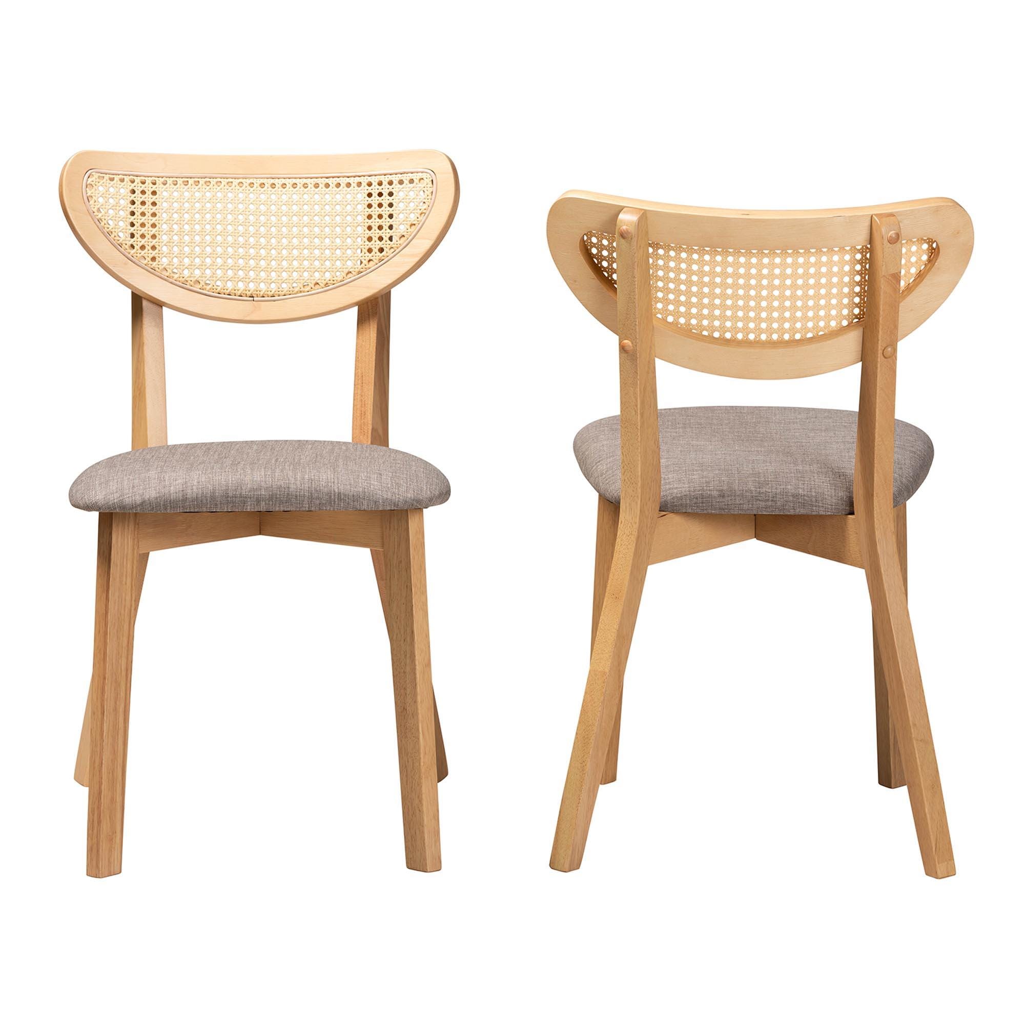 Baxton Studio Dannell Armless Dining Chair (Set of 2), Gray/Natural Oak, large