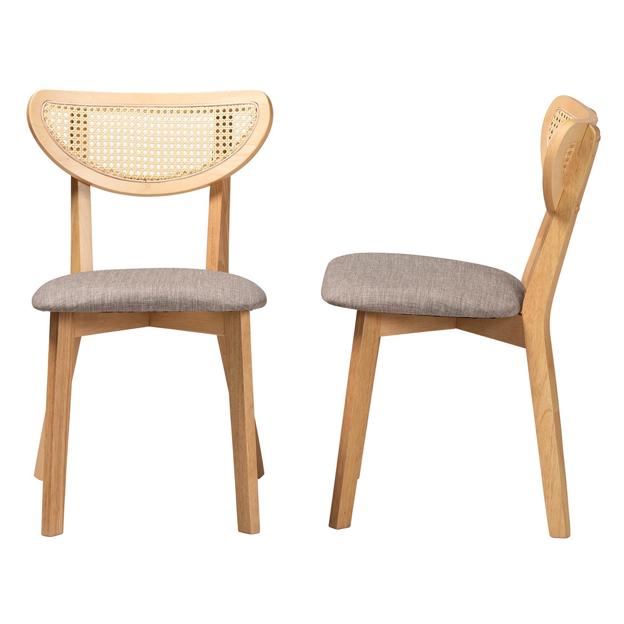 Baxton Studio Dannell Armless Dining Chair (Set of 2), Gray/Natural Oak, large