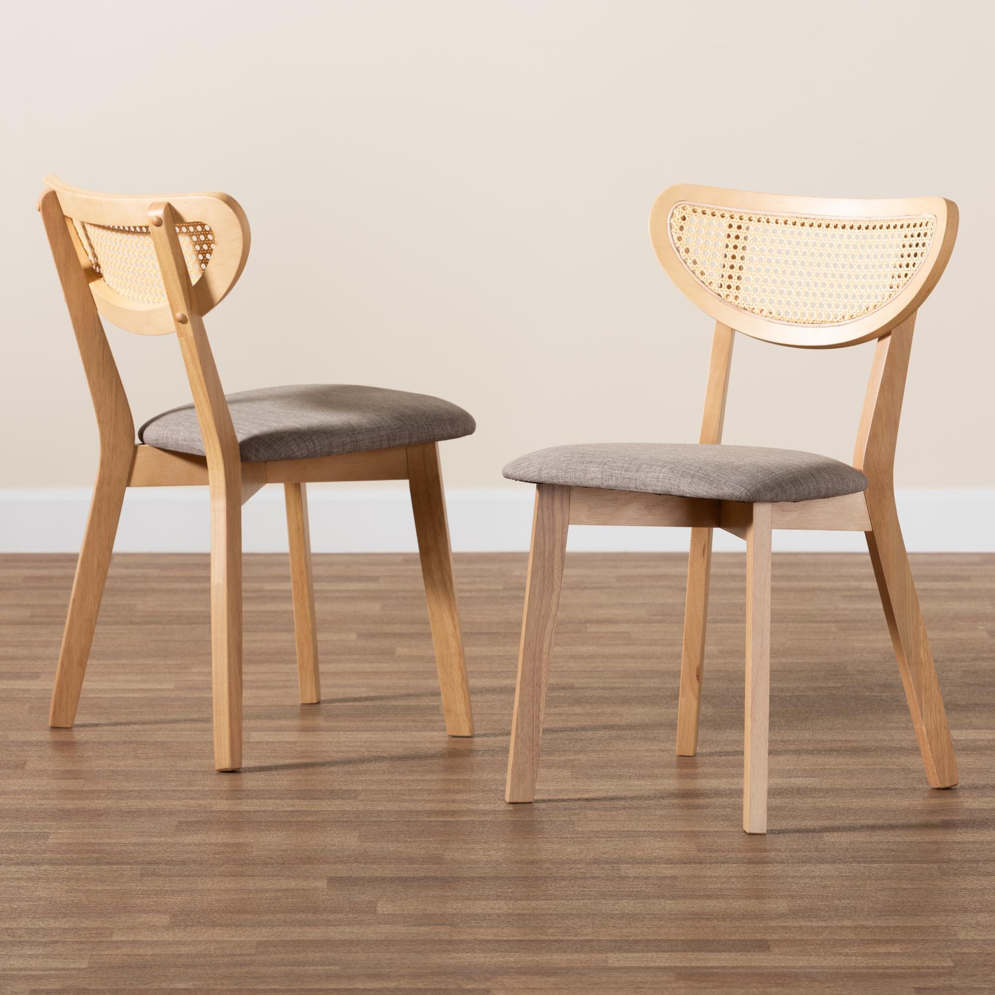 Baxton Studio Dannell Armless Dining Chair (Set of 2), Gray/Natural Oak, large