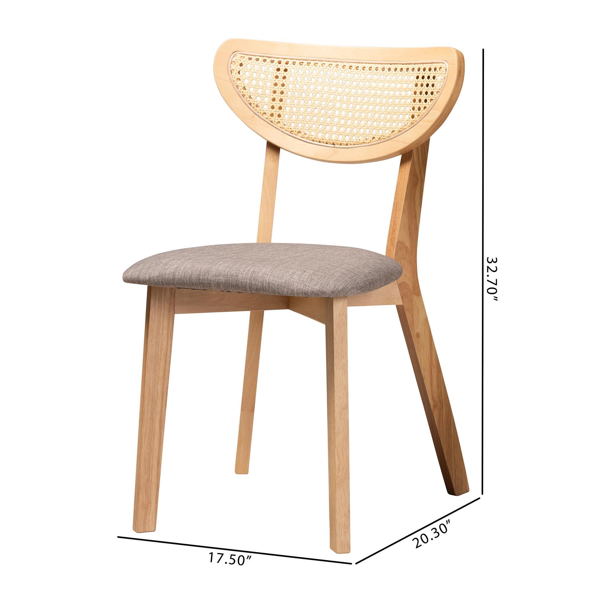 Baxton Studio Dannell Armless Dining Chair (Set of 2), Gray/Natural Oak, large