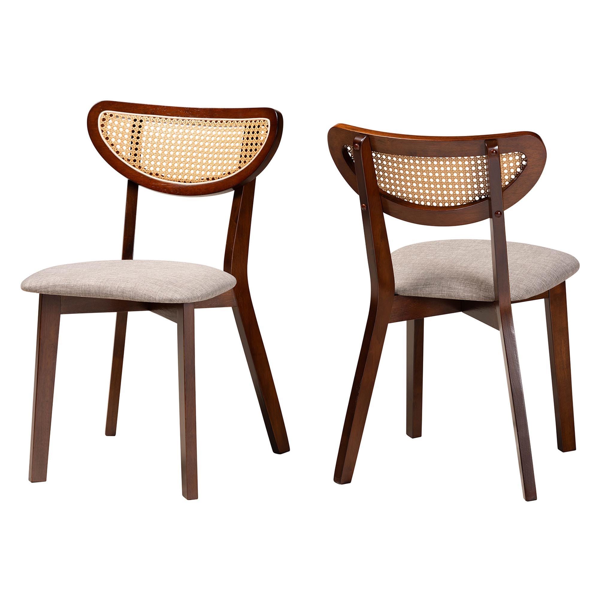 Baxton Studio Dannell Armless Dining Chair (Set of 2), Gray/Walnut Brown, large
