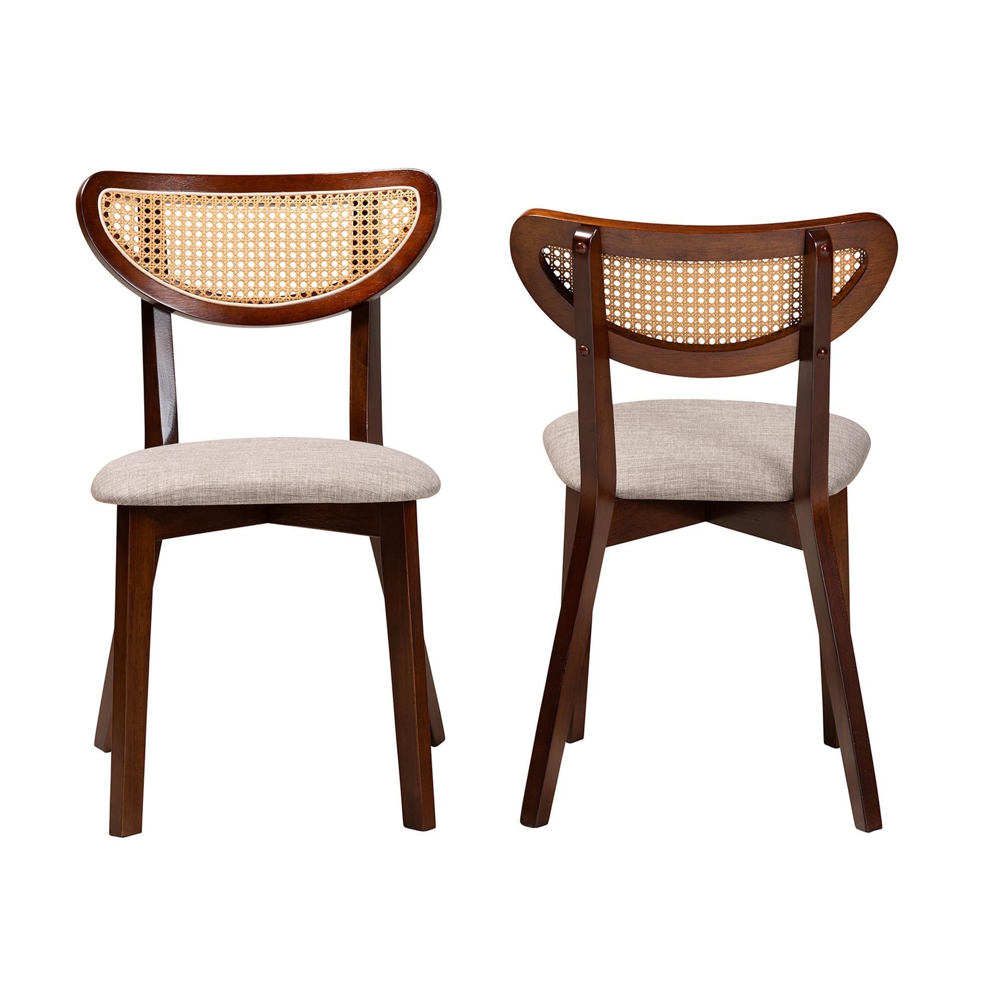Baxton Studio Dannell Armless Dining Chair (Set of 2), Gray/Walnut Brown, large
