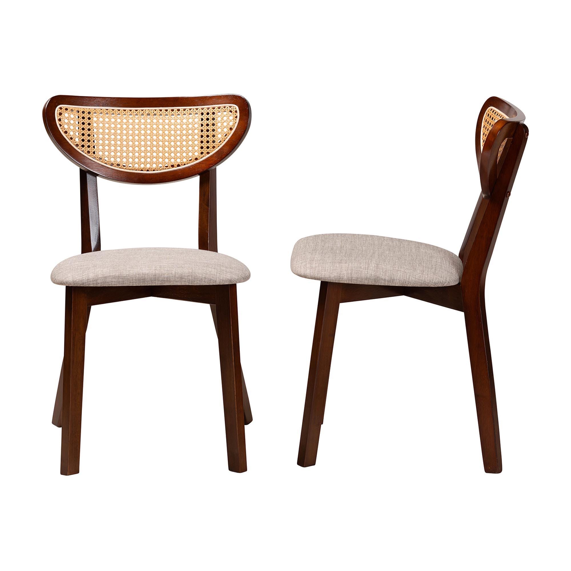 Baxton Studio Dannell Armless Dining Chair (Set of 2), Gray/Walnut Brown, large