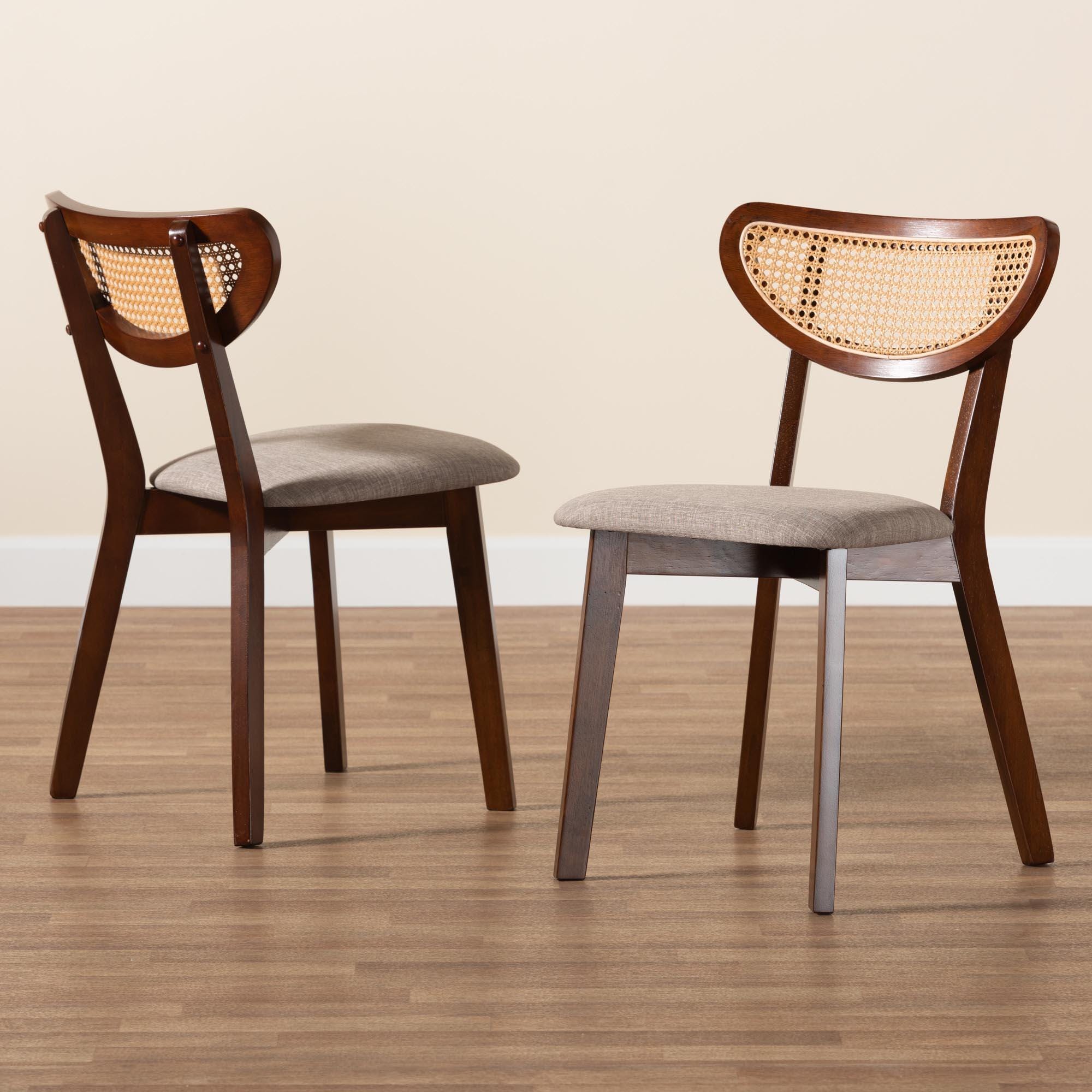 Baxton Studio Dannell Armless Dining Chair (Set of 2), Gray/Walnut Brown, large