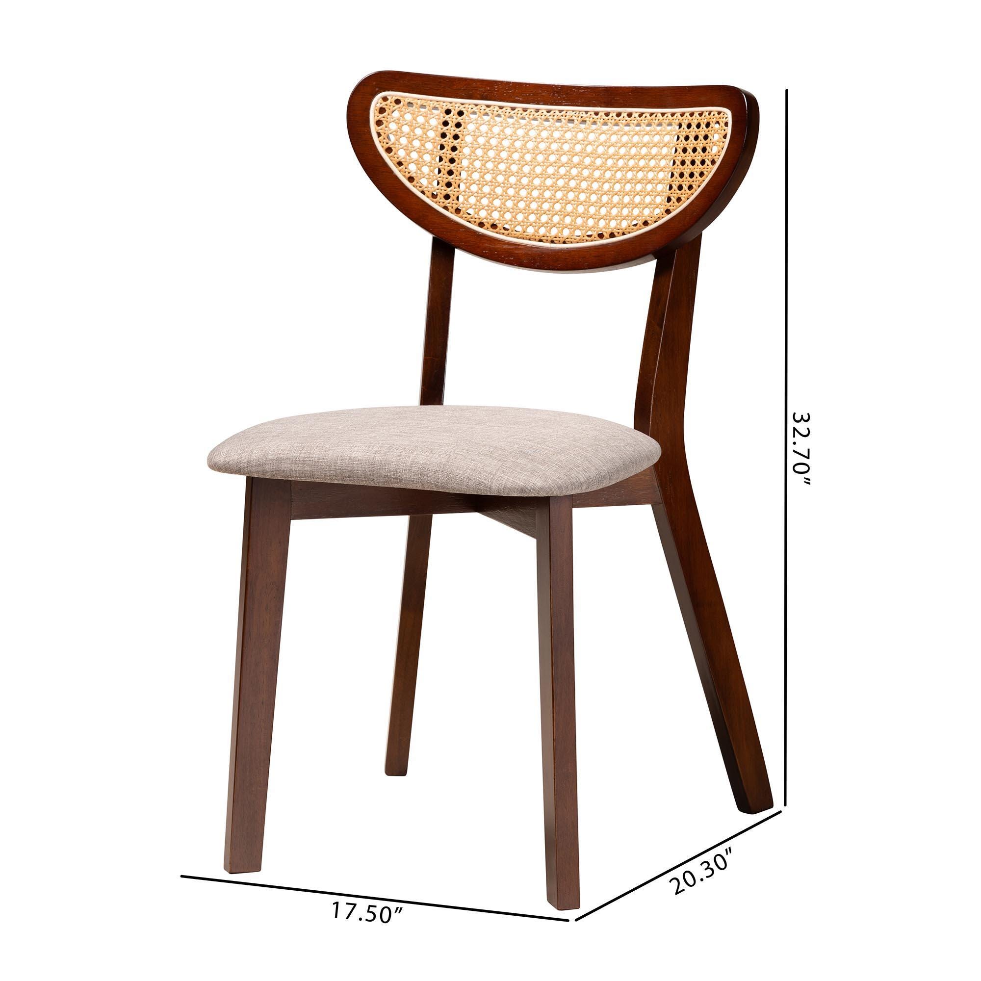 Baxton Studio Dannell Armless Dining Chair (Set of 2), Gray/Walnut Brown, large