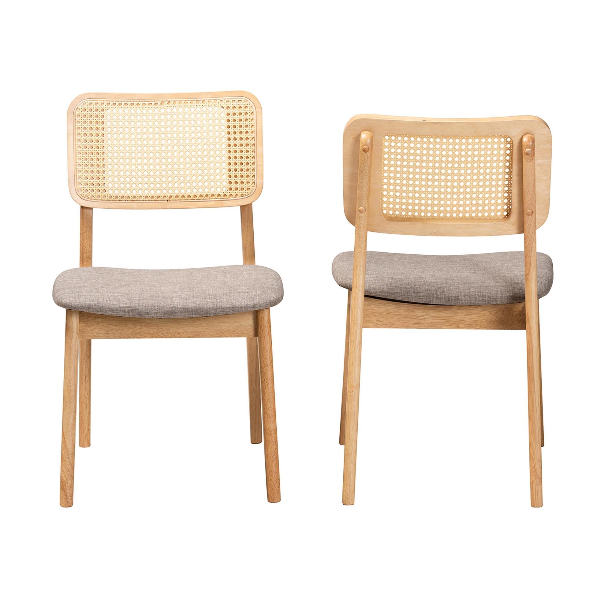 Baxton Studio Dannon Dining Chair (Set of 2), Gray/Natural Oak, large