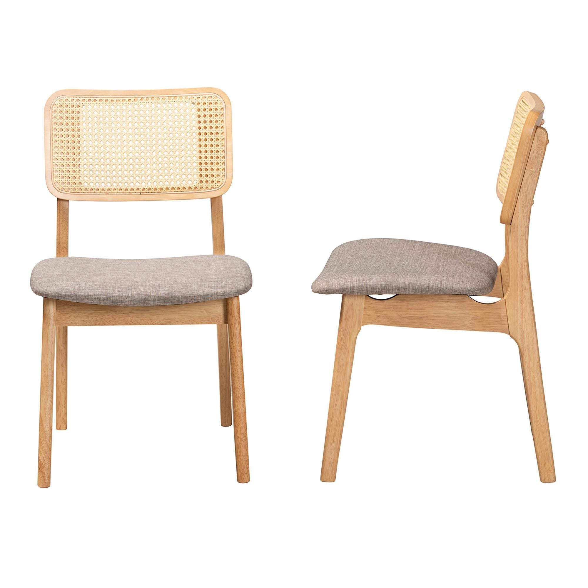 Baxton Studio Dannon Dining Chair (Set of 2), Gray/Natural Oak, large