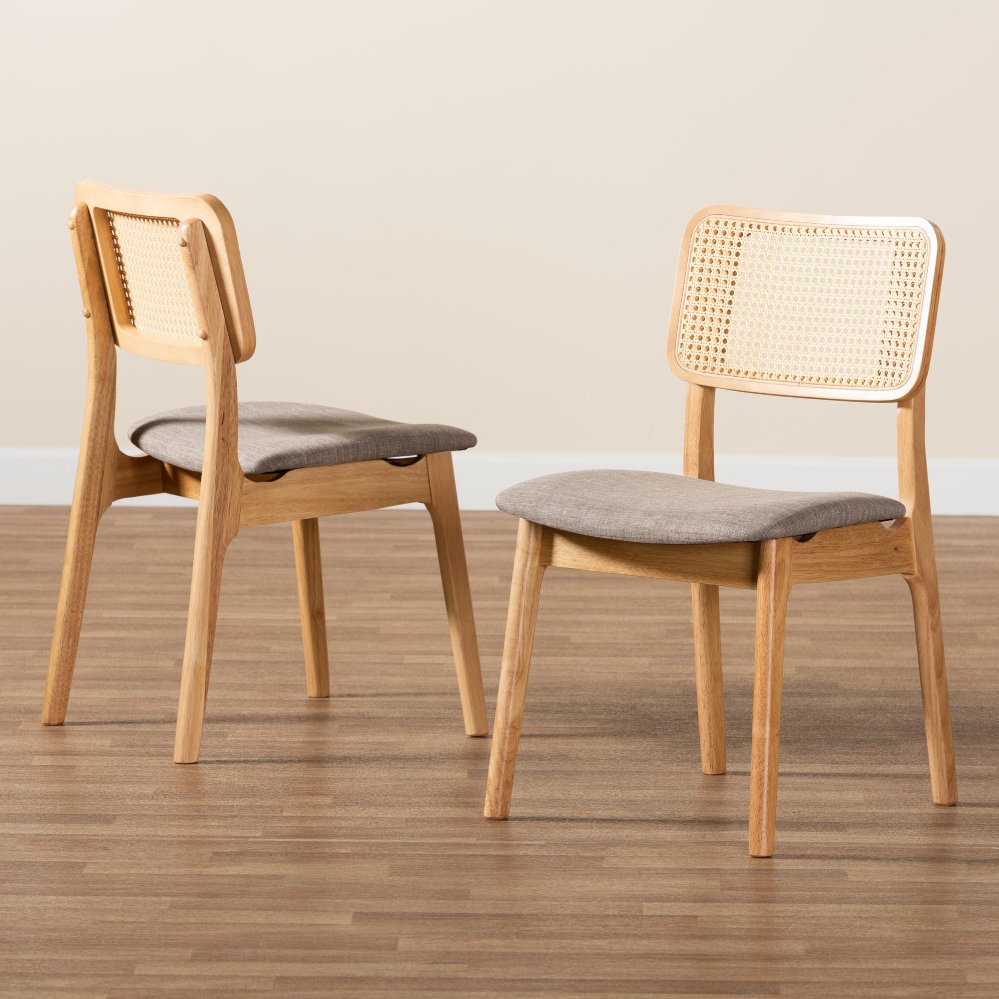 Baxton Studio Dannon Dining Chair (Set of 2), Gray/Natural Oak, large