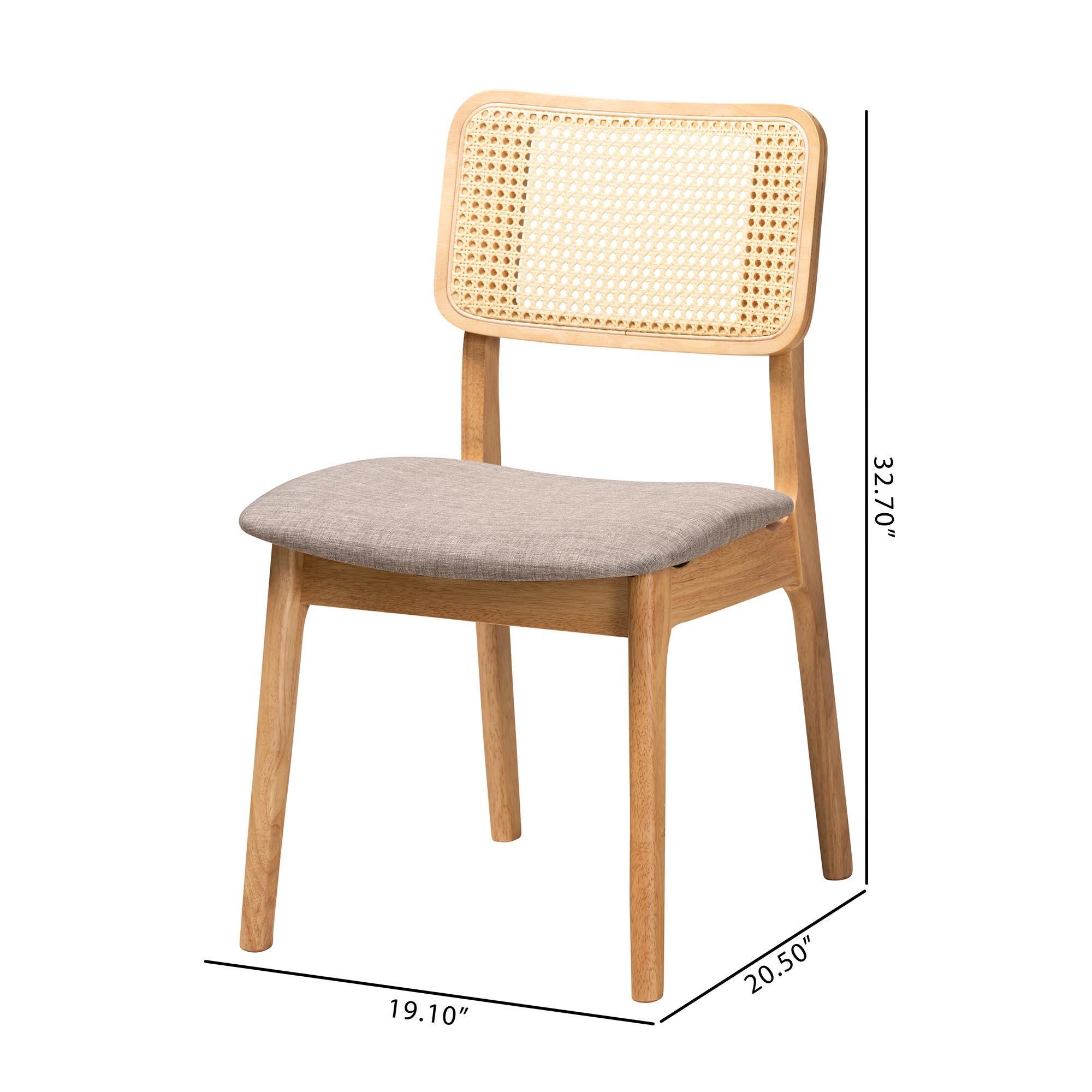 Baxton Studio Dannon Dining Chair (Set of 2), Gray/Natural Oak, large