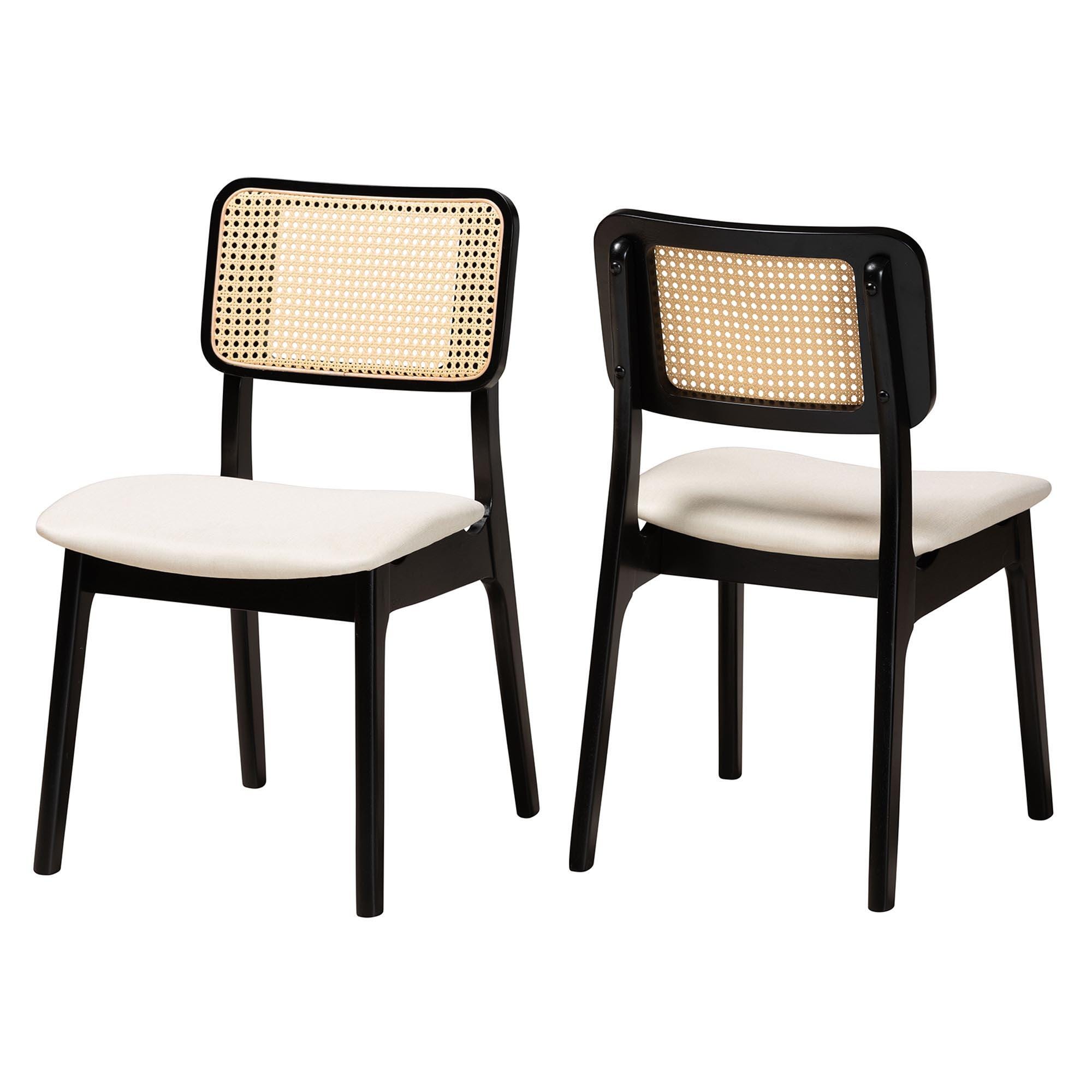 Baxton Studio Dannon Dining Chair (Set of 2), Cream/Black, large