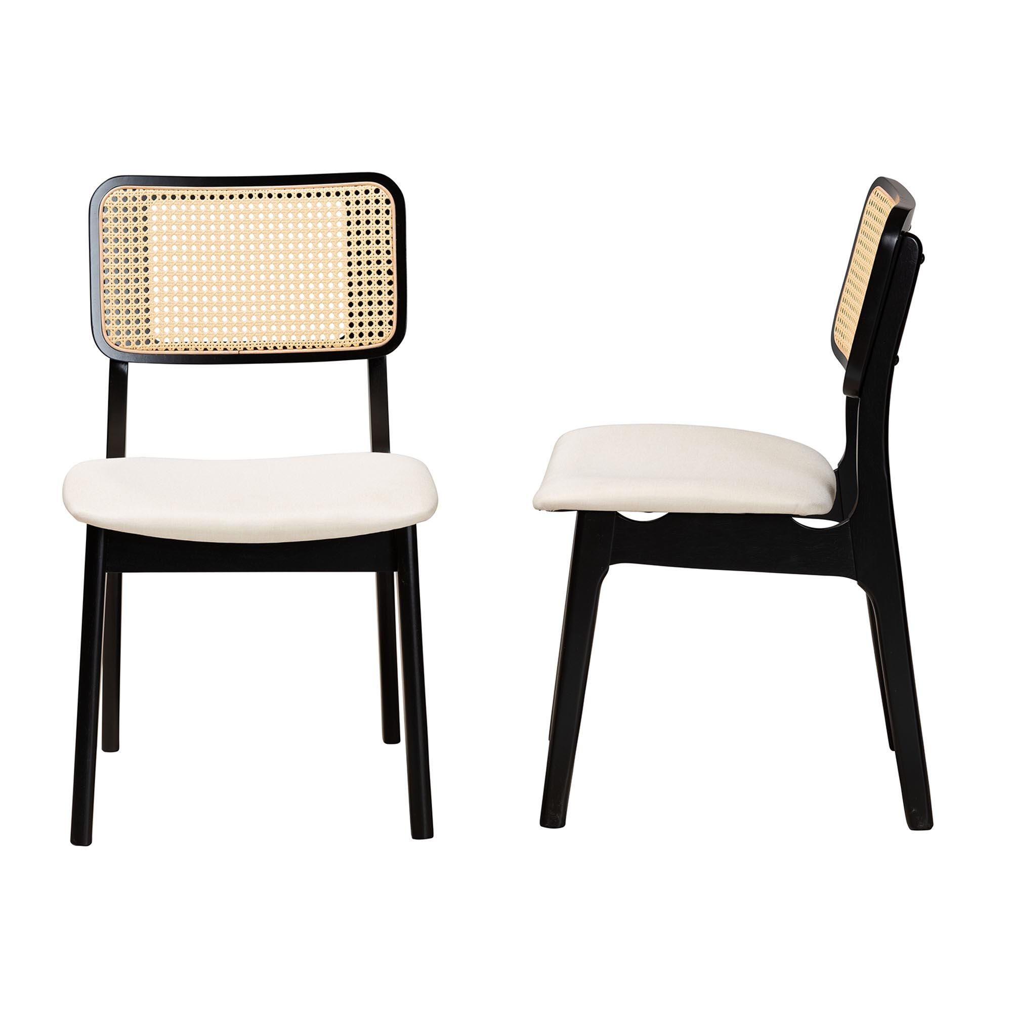 Baxton Studio Dannon Dining Chair (Set of 2), Cream/Black, large