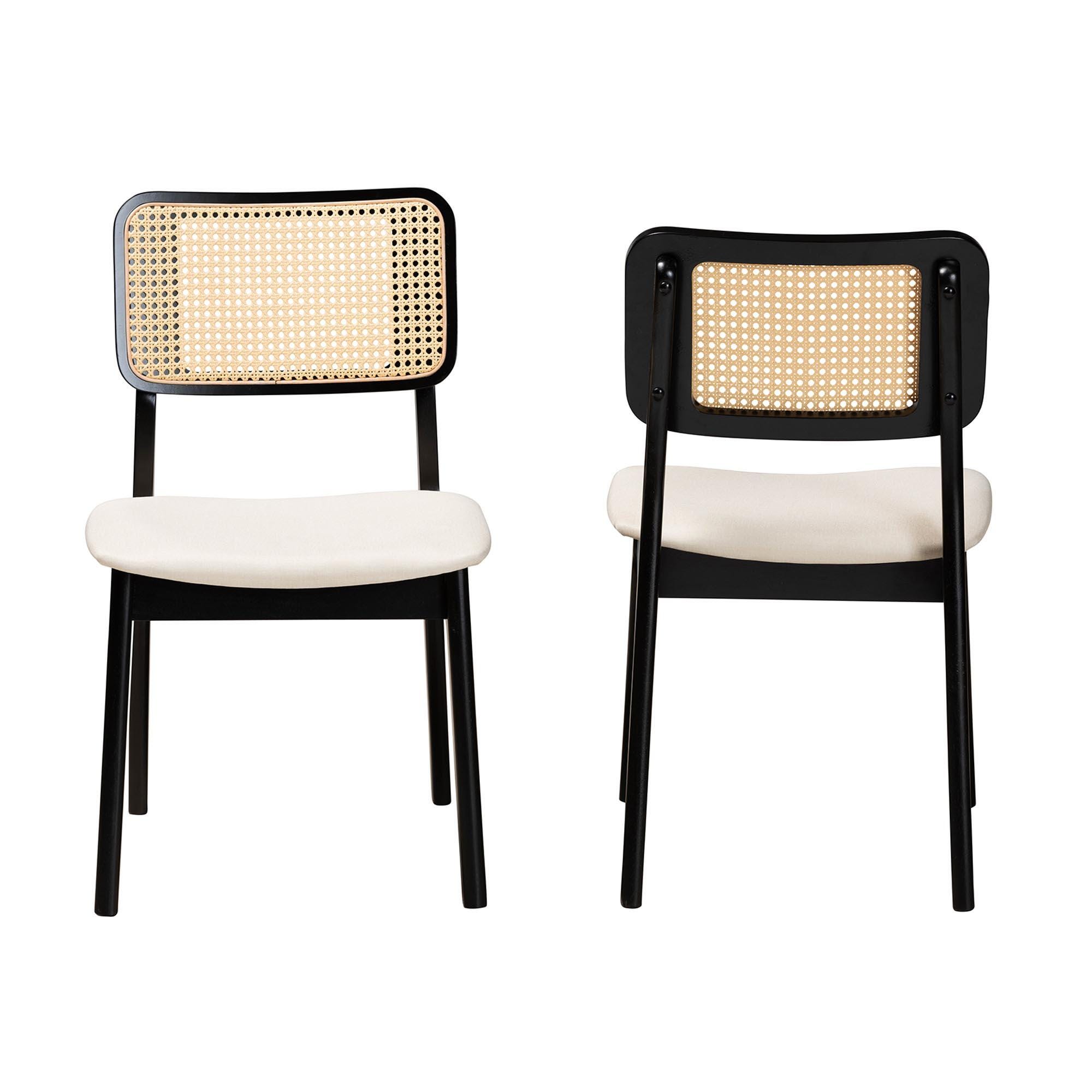 Baxton Studio Dannon Dining Chair (Set of 2), Cream/Black, large