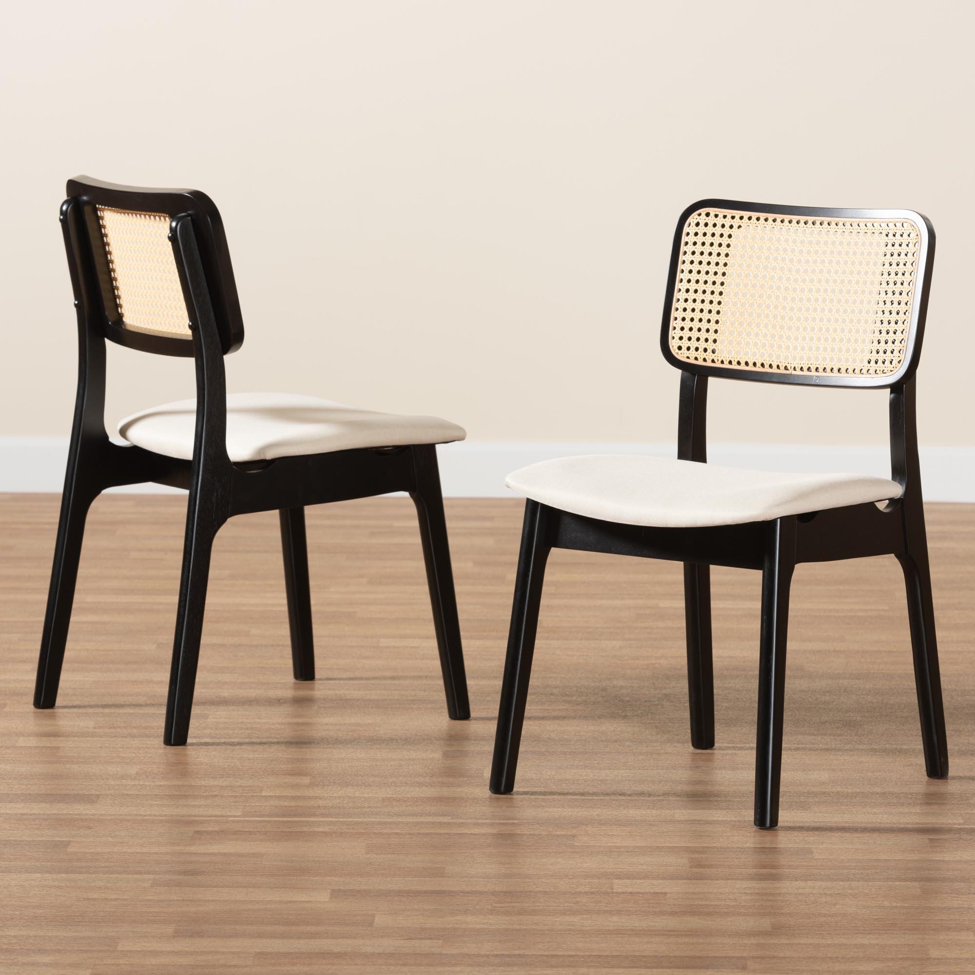Baxton Studio Dannon Dining Chair (Set of 2), Cream/Black, large