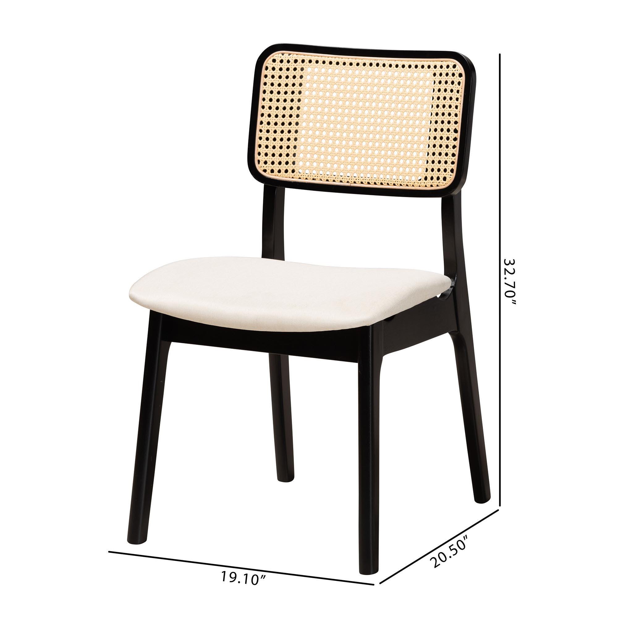 Baxton Studio Dannon Dining Chair (Set of 2), Cream/Black, large