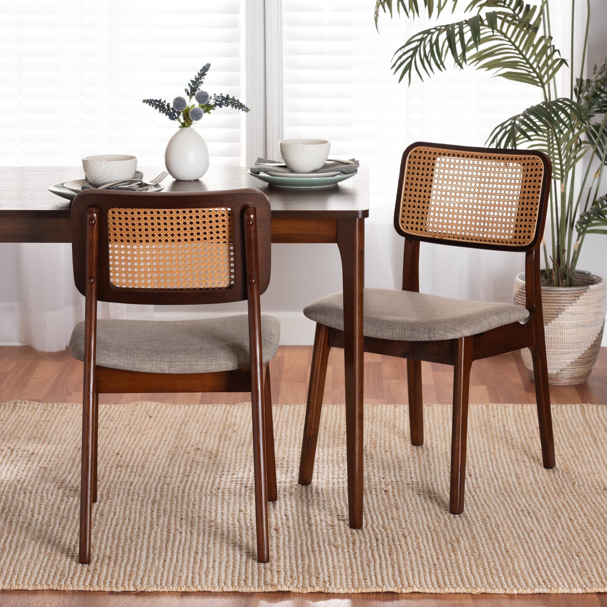 Baxton Studio Dannon Dining Chair (Set of 2), Gray/Walnut Brown, large