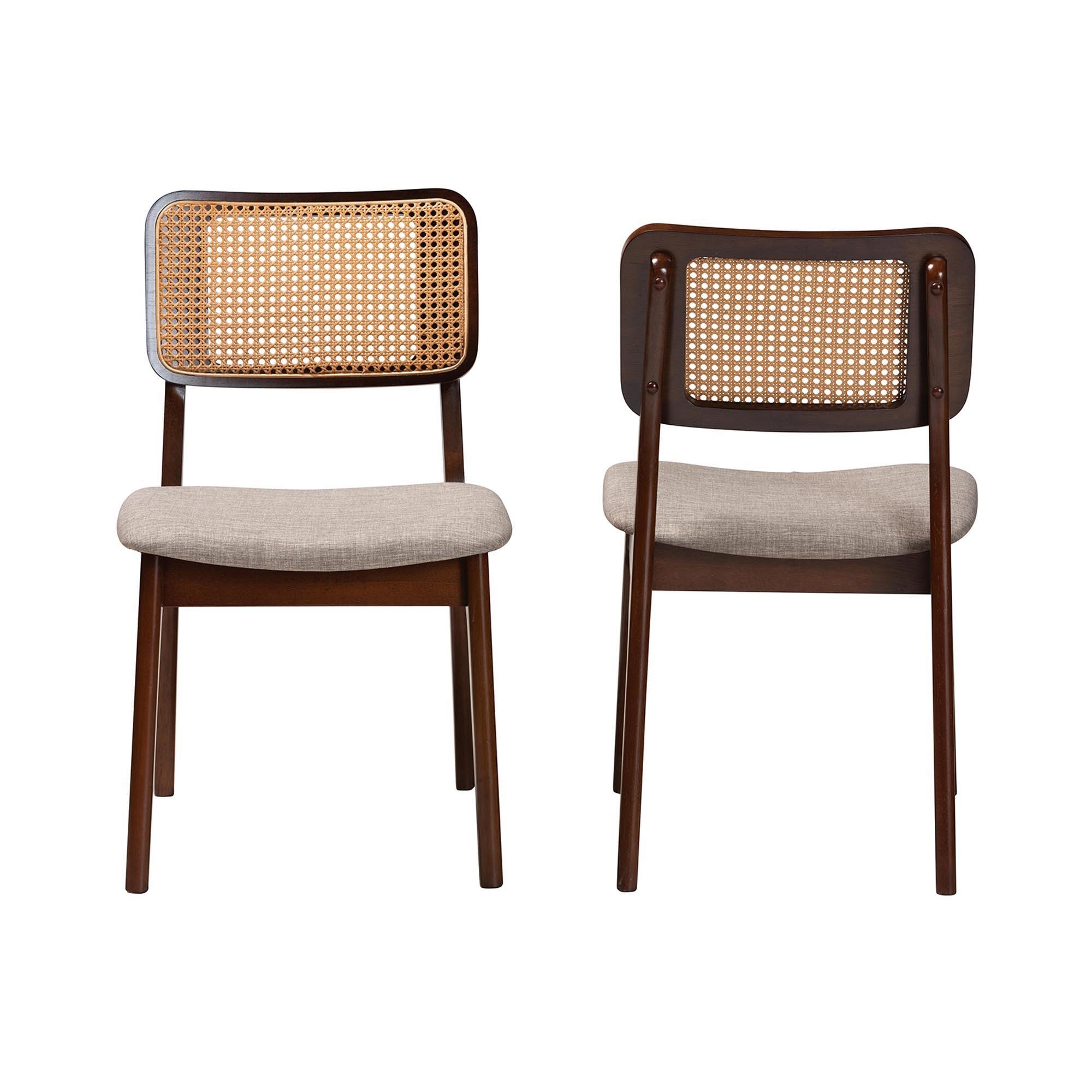 Baxton Studio Dannon Dining Chair (Set of 2), Gray/Walnut Brown, large