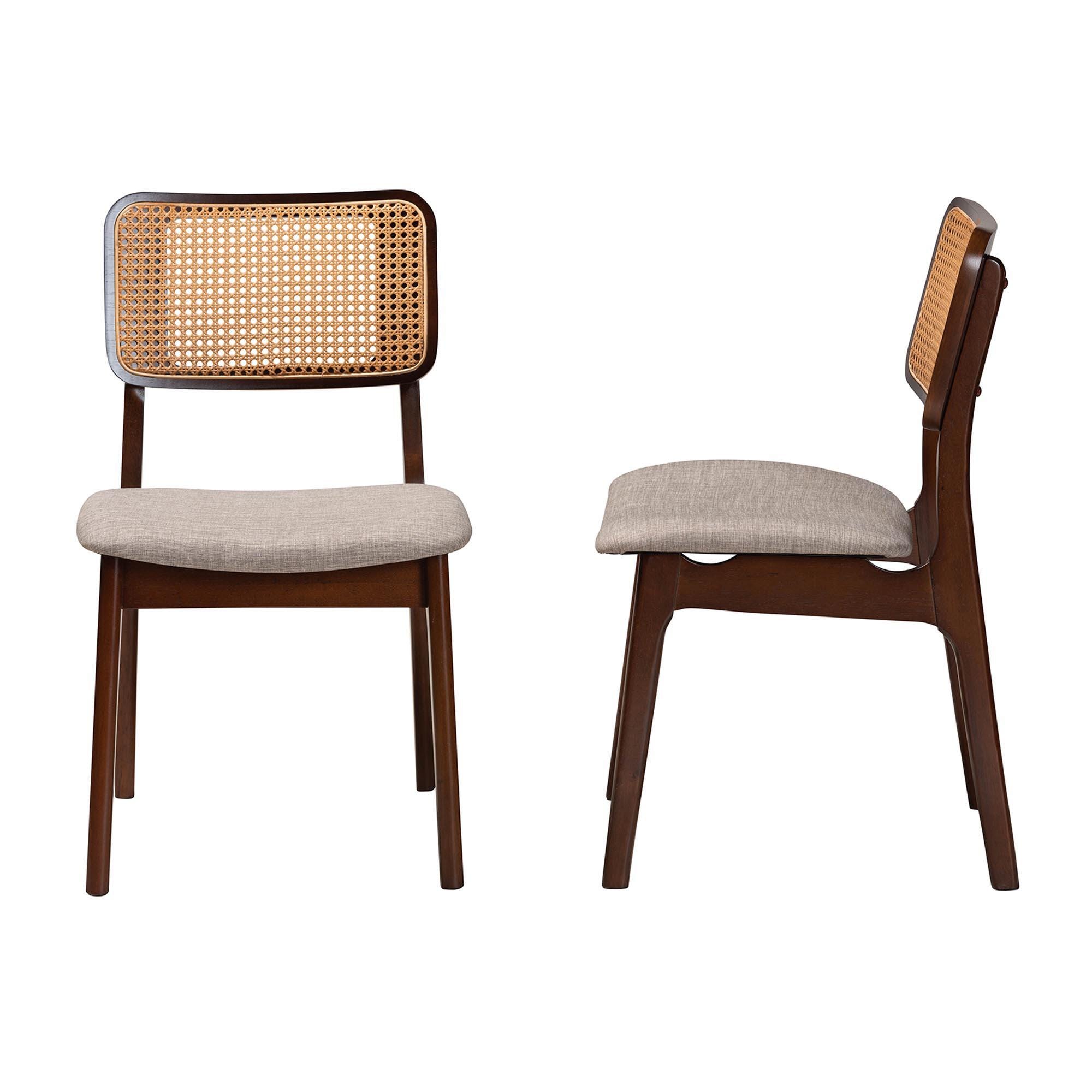 Baxton Studio Dannon Dining Chair (Set of 2), Gray/Walnut Brown, large