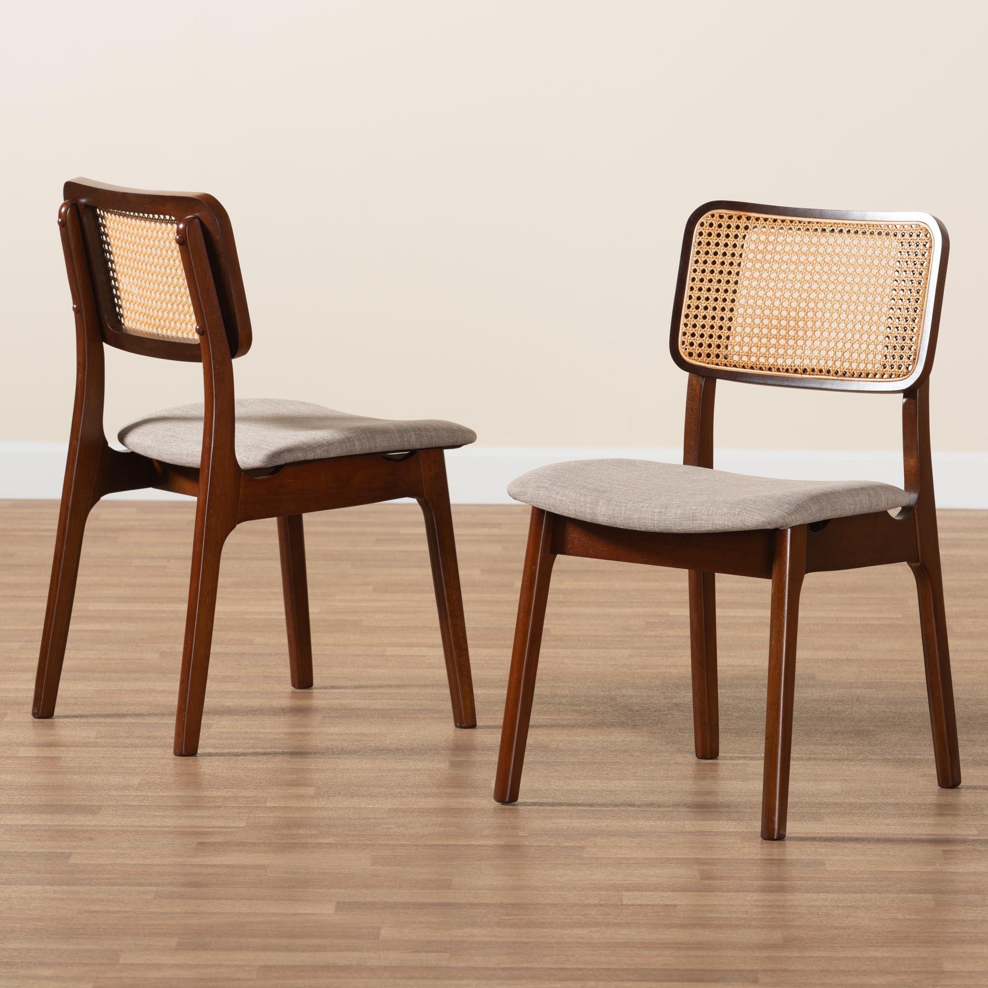 Baxton Studio Dannon Dining Chair (Set of 2), Gray/Walnut Brown, large