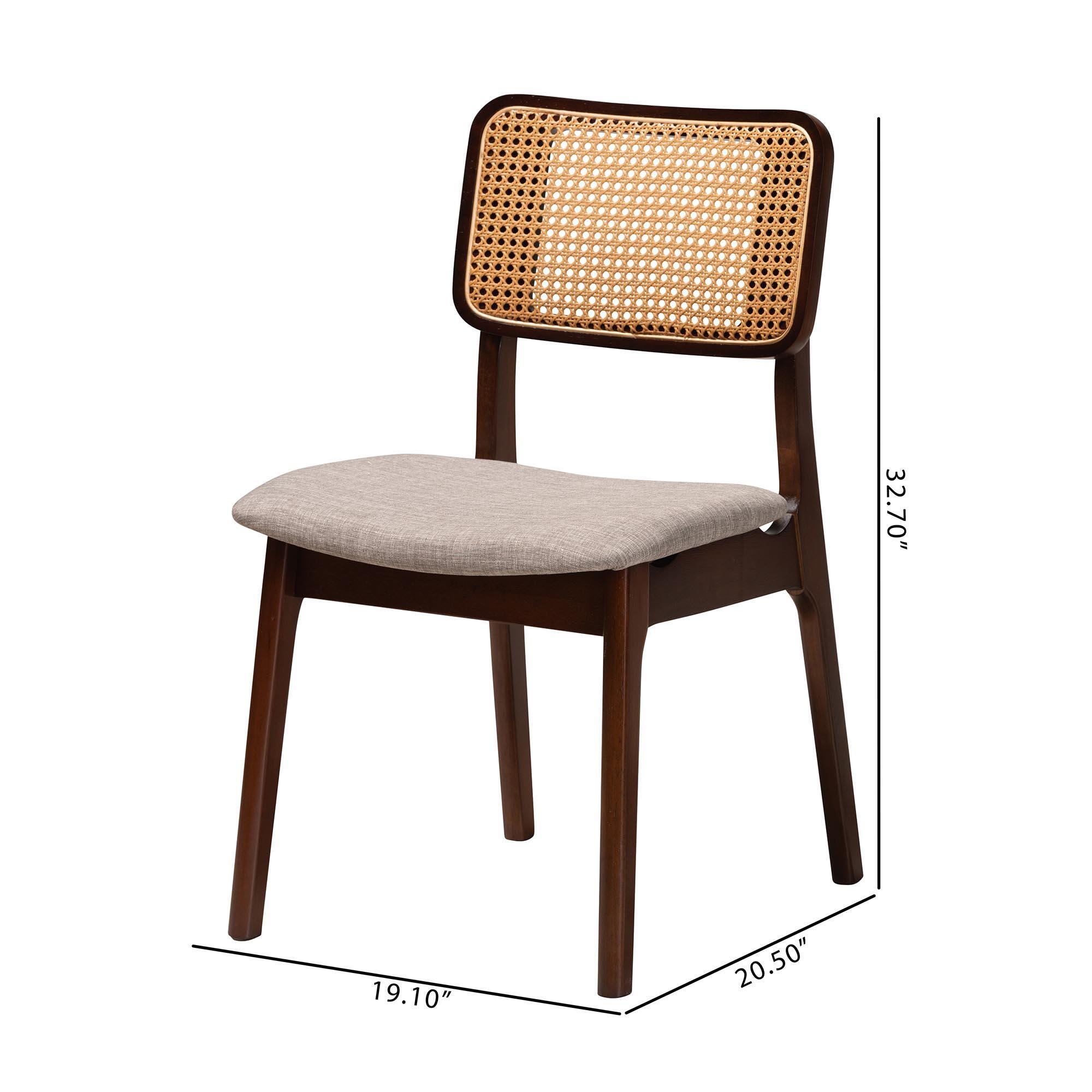 Baxton Studio Dannon Dining Chair (Set of 2), Gray/Walnut Brown, large