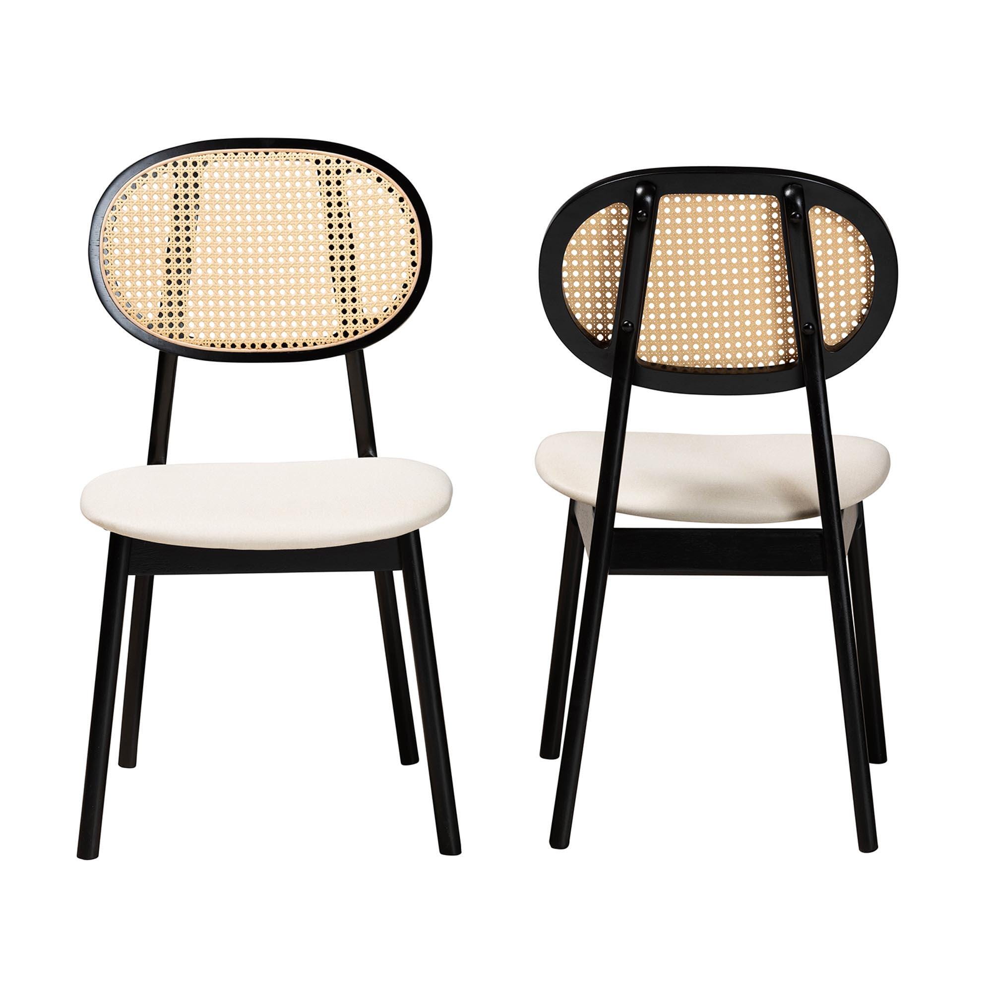 Baxton Studio Darrion Dining Chair (Set of 2), Cream/Black, large