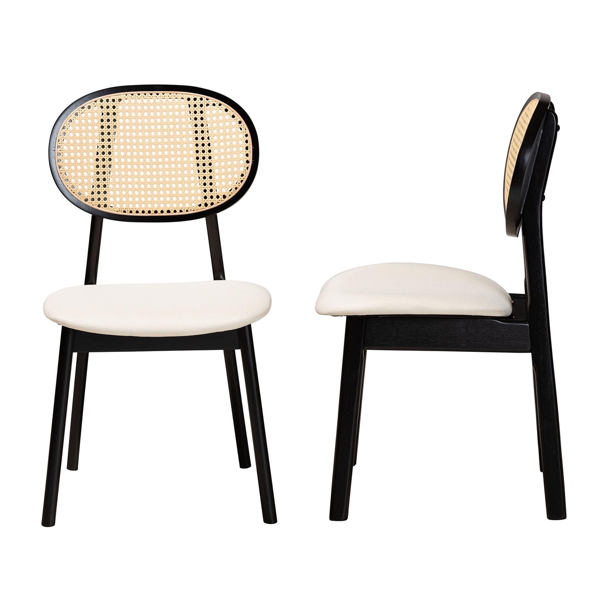 Baxton Studio Darrion Dining Chair (Set of 2), Cream/Black, large