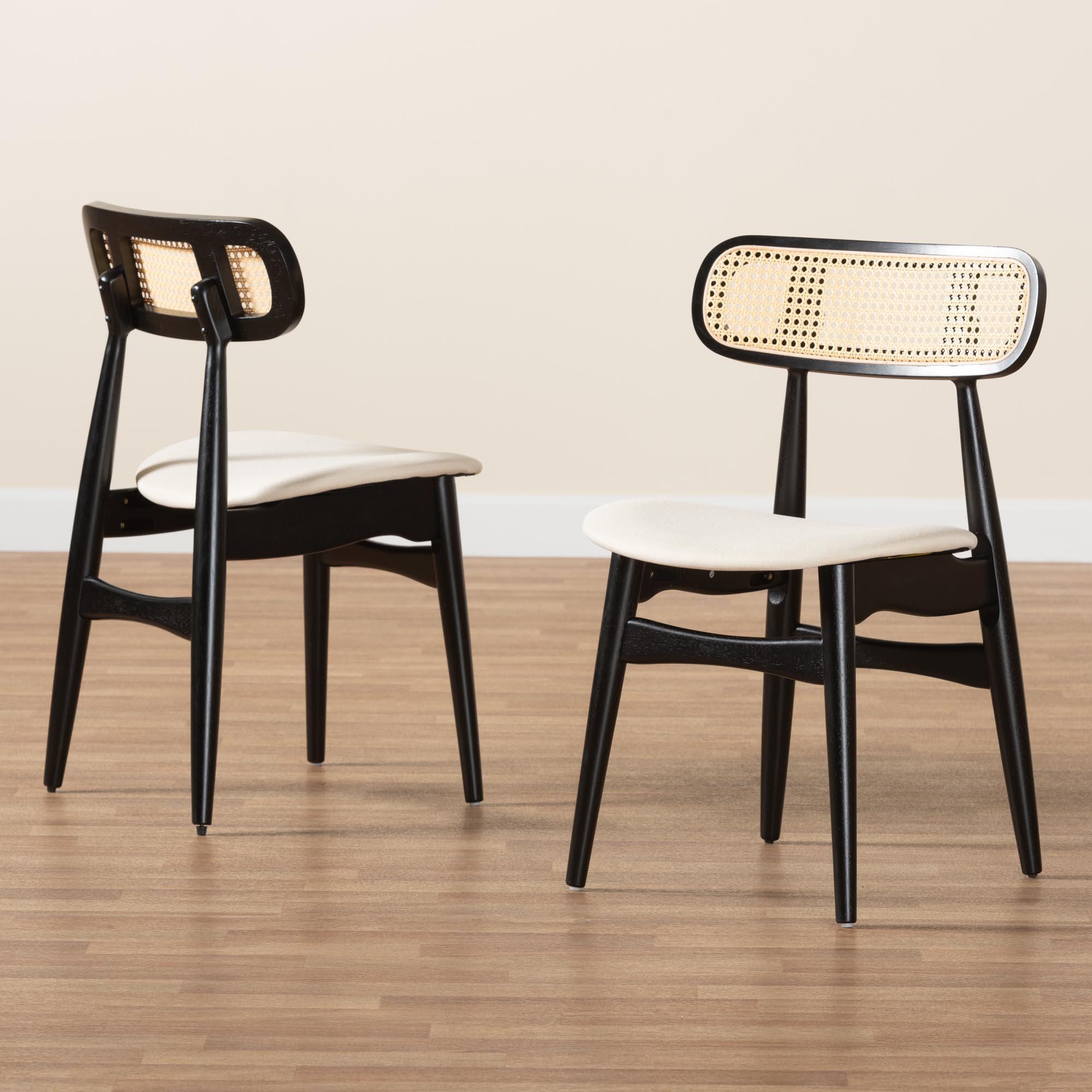 Baxton Studio Darrion Dining Chair (Set of 2), Cream/Black, large