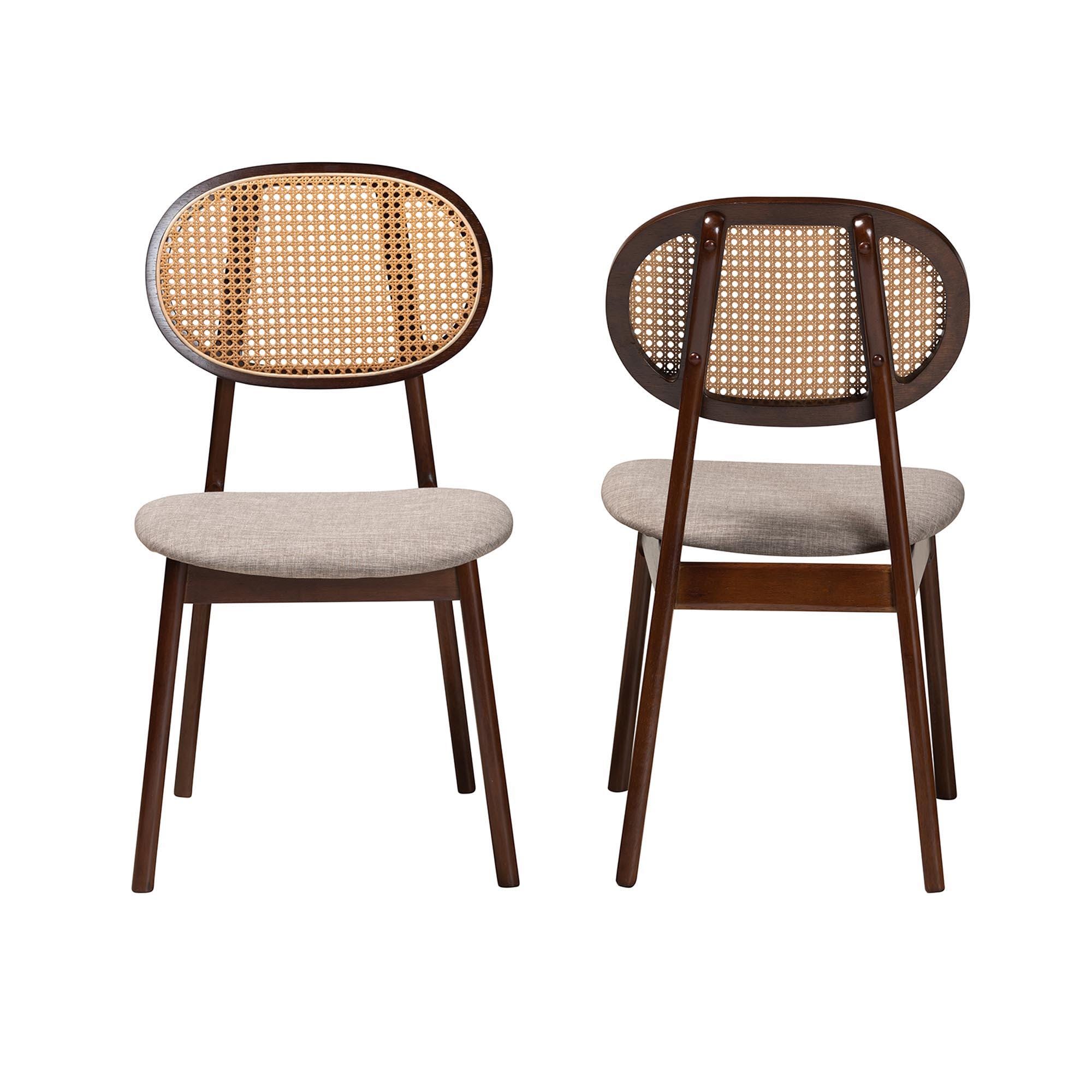 Baxton Studio Darrion Dining Chair (Set of 2), Gray/Walnut Brown, large