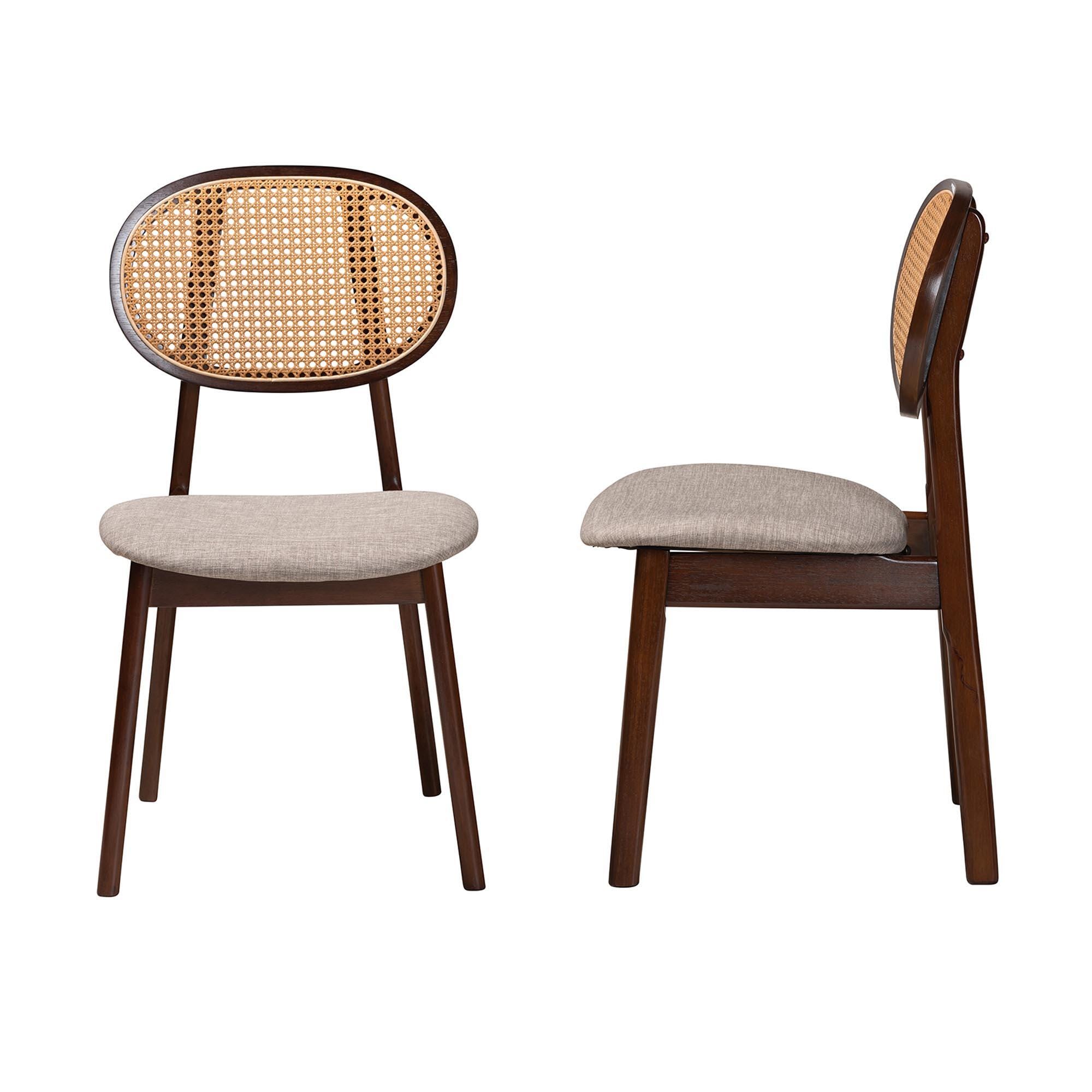 Baxton Studio Darrion Dining Chair (Set of 2), Gray/Walnut Brown, large