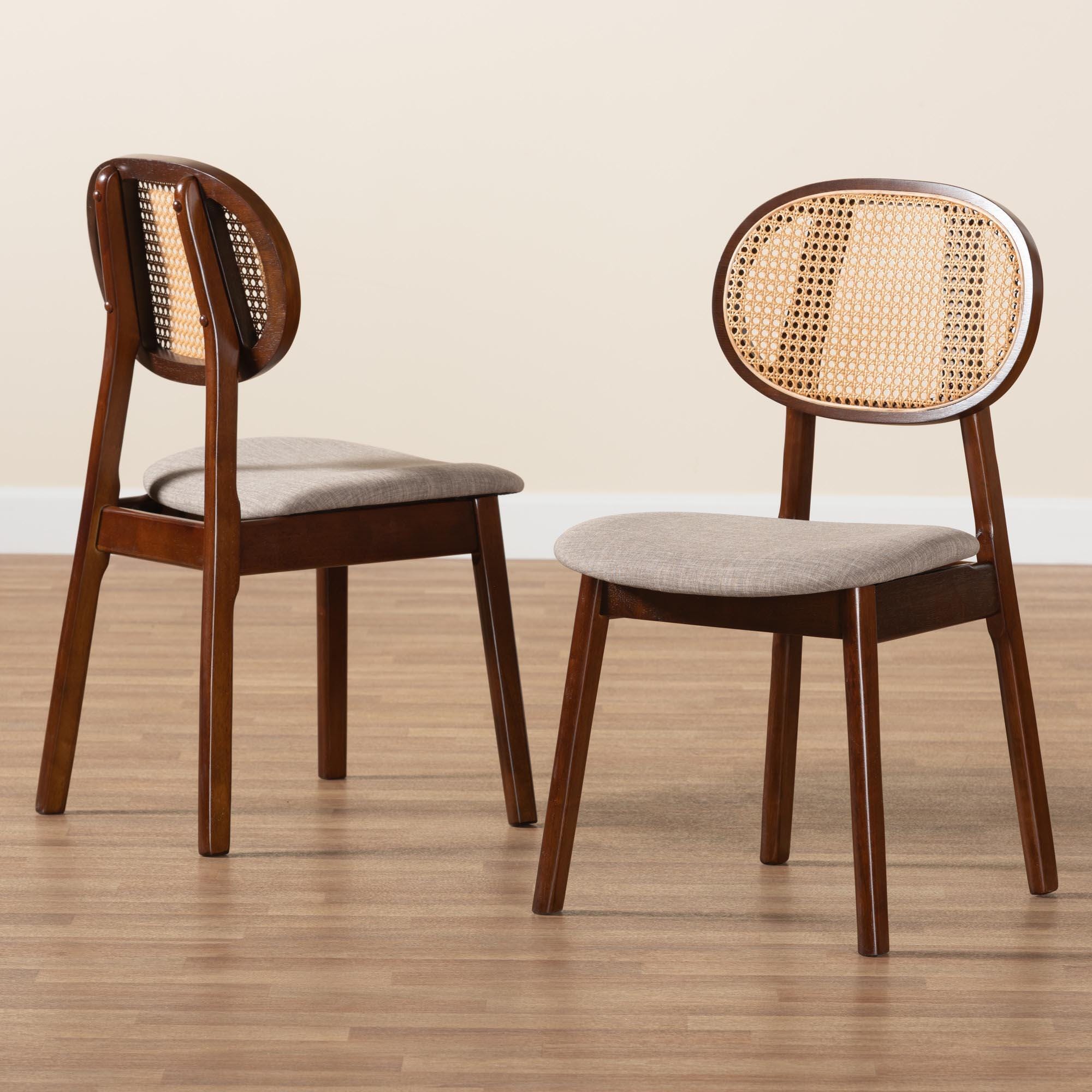 Baxton Studio Darrion Dining Chair (Set of 2), Gray/Walnut Brown, large