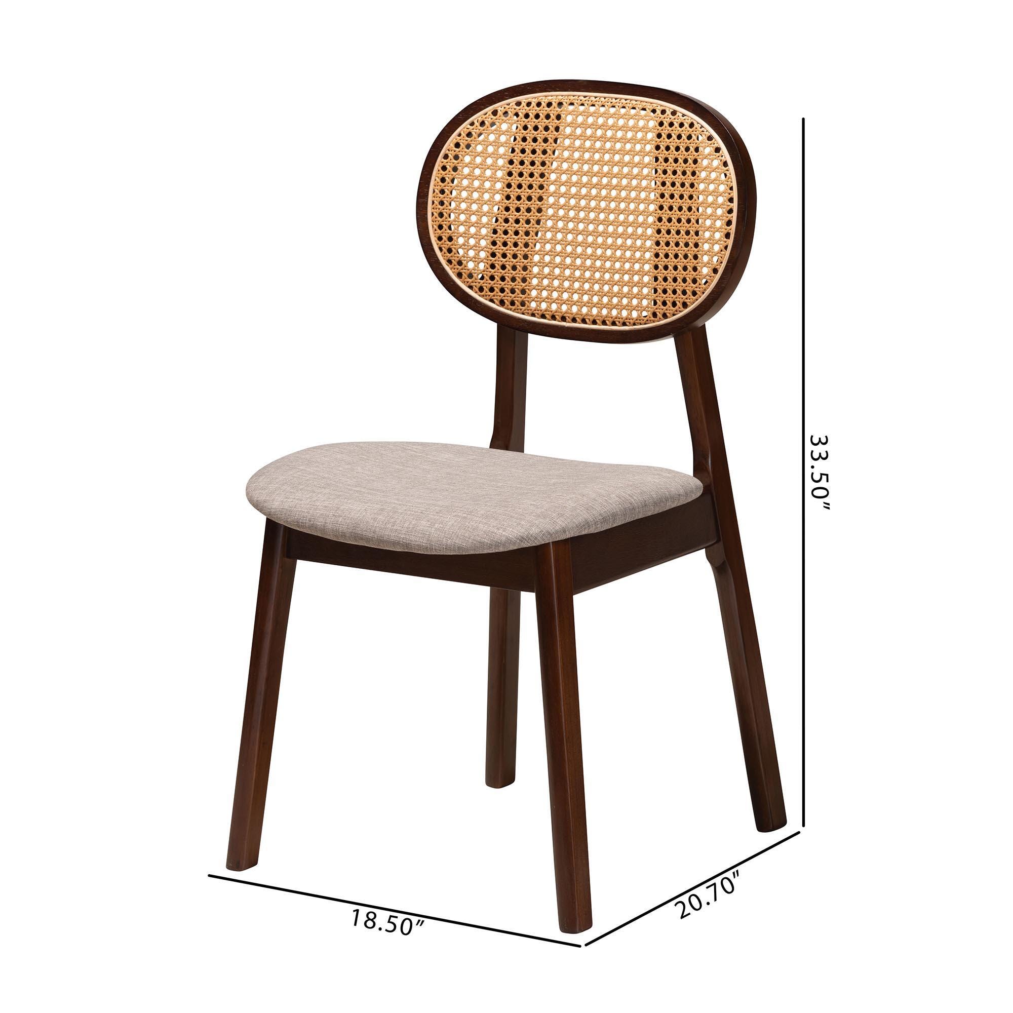 Baxton Studio Darrion Dining Chair (Set of 2), Gray/Walnut Brown, large