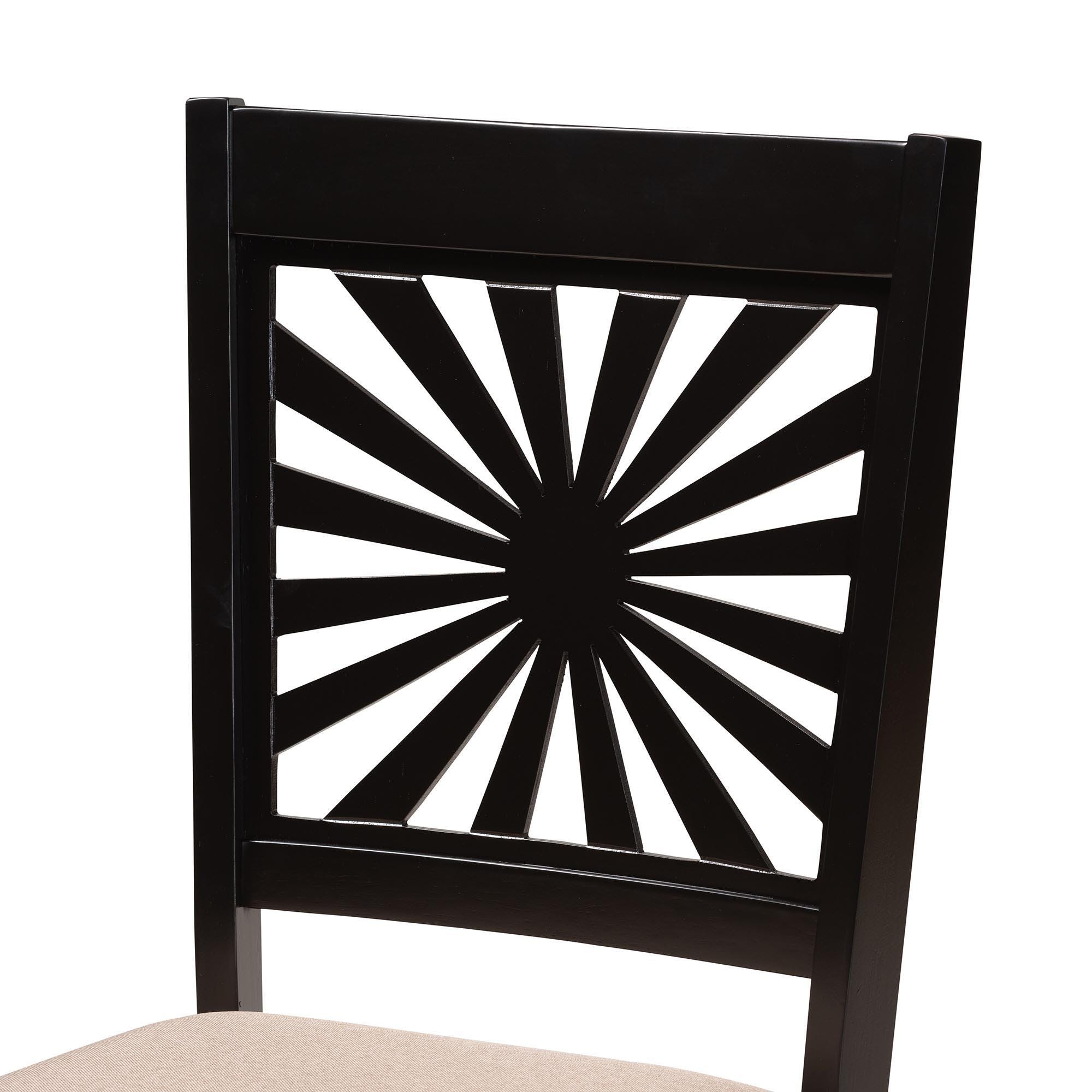 Baxton Studio Olympia Dining Chair (Set of 2), Beige/Espresso Brown, large