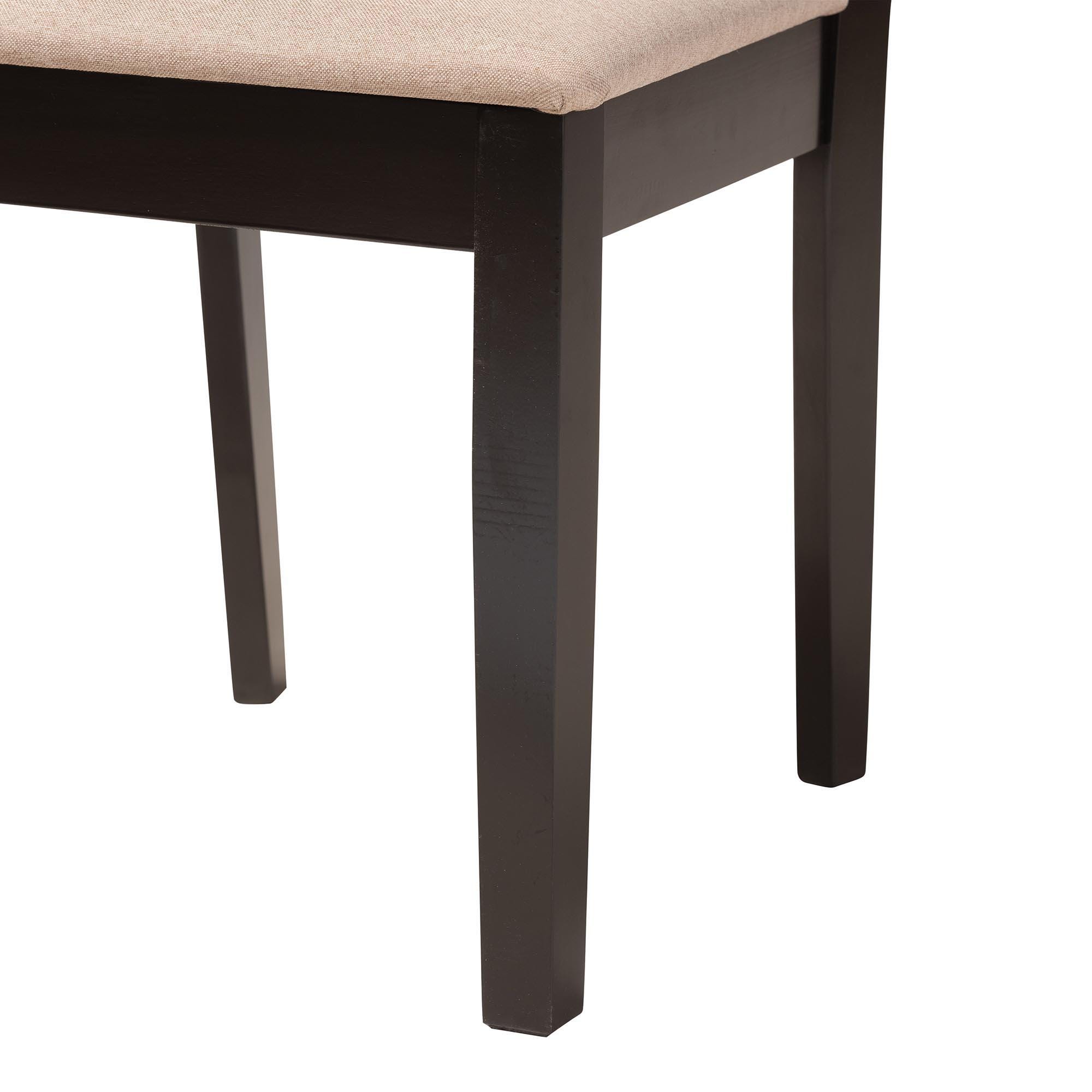 Baxton Studio Olympia Dining Chair (Set of 2), Beige/Espresso Brown, large