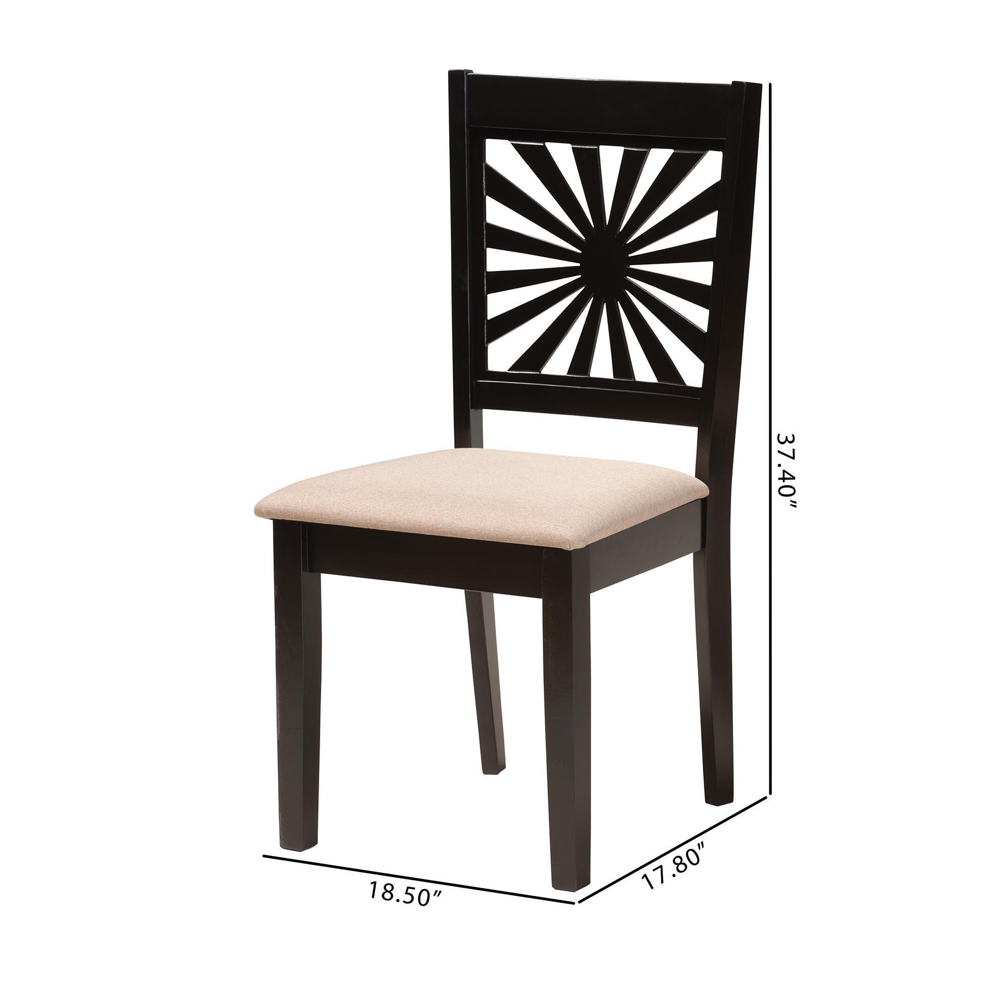 Baxton Studio Olympia Dining Chair (Set of 2), Beige/Espresso Brown, large