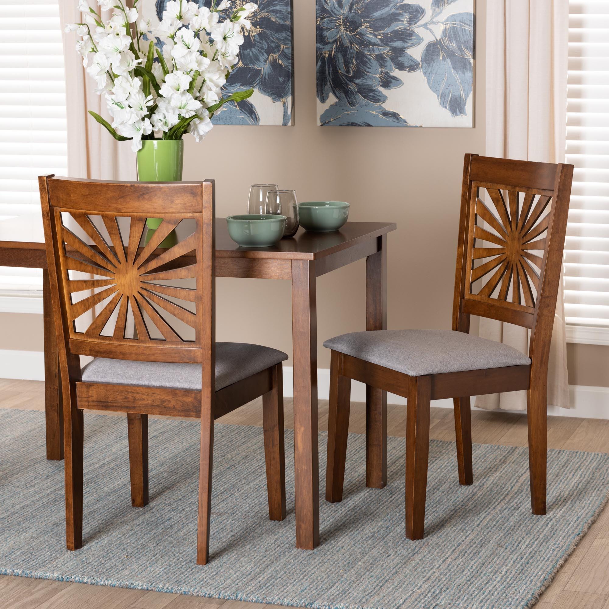 Baxton Studio Olympia Dining Chair (Set of 2), Gray/Walnut Brown, rollover