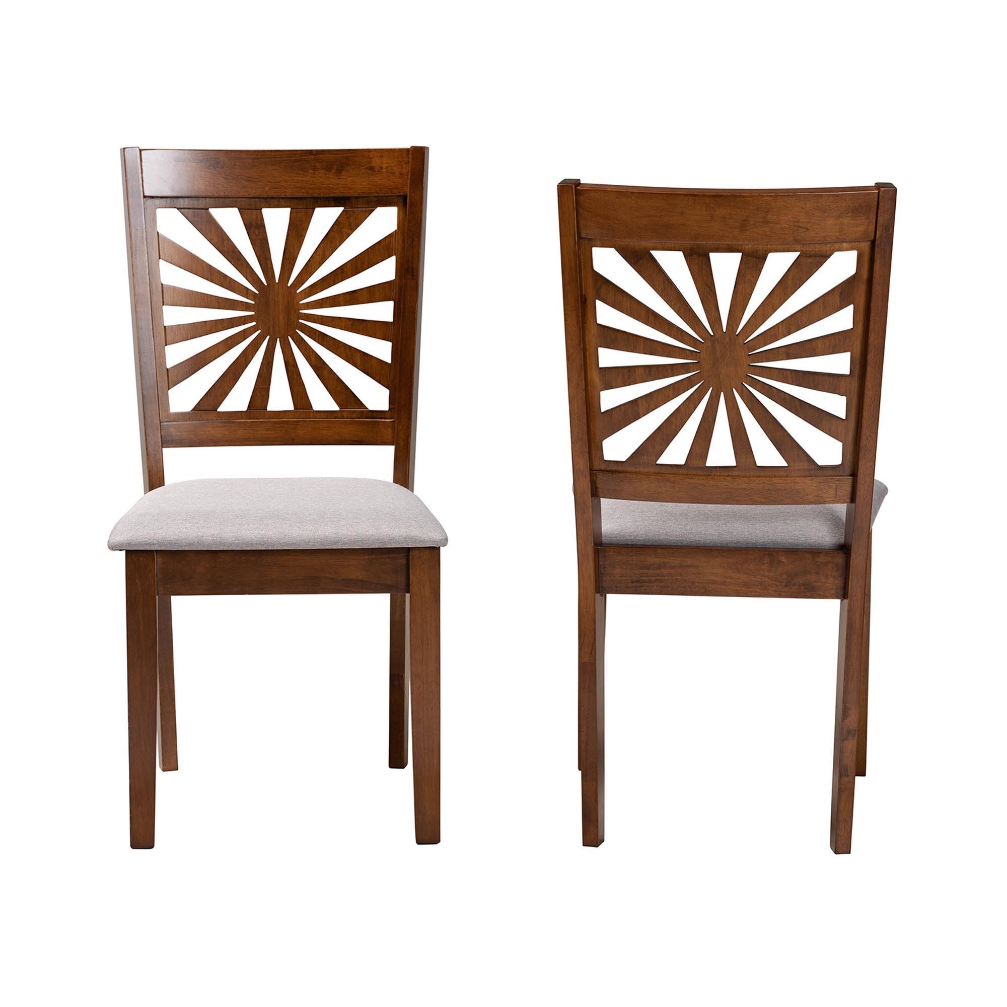 Baxton Studio Olympia Dining Chair (Set of 2), Gray/Walnut Brown, large