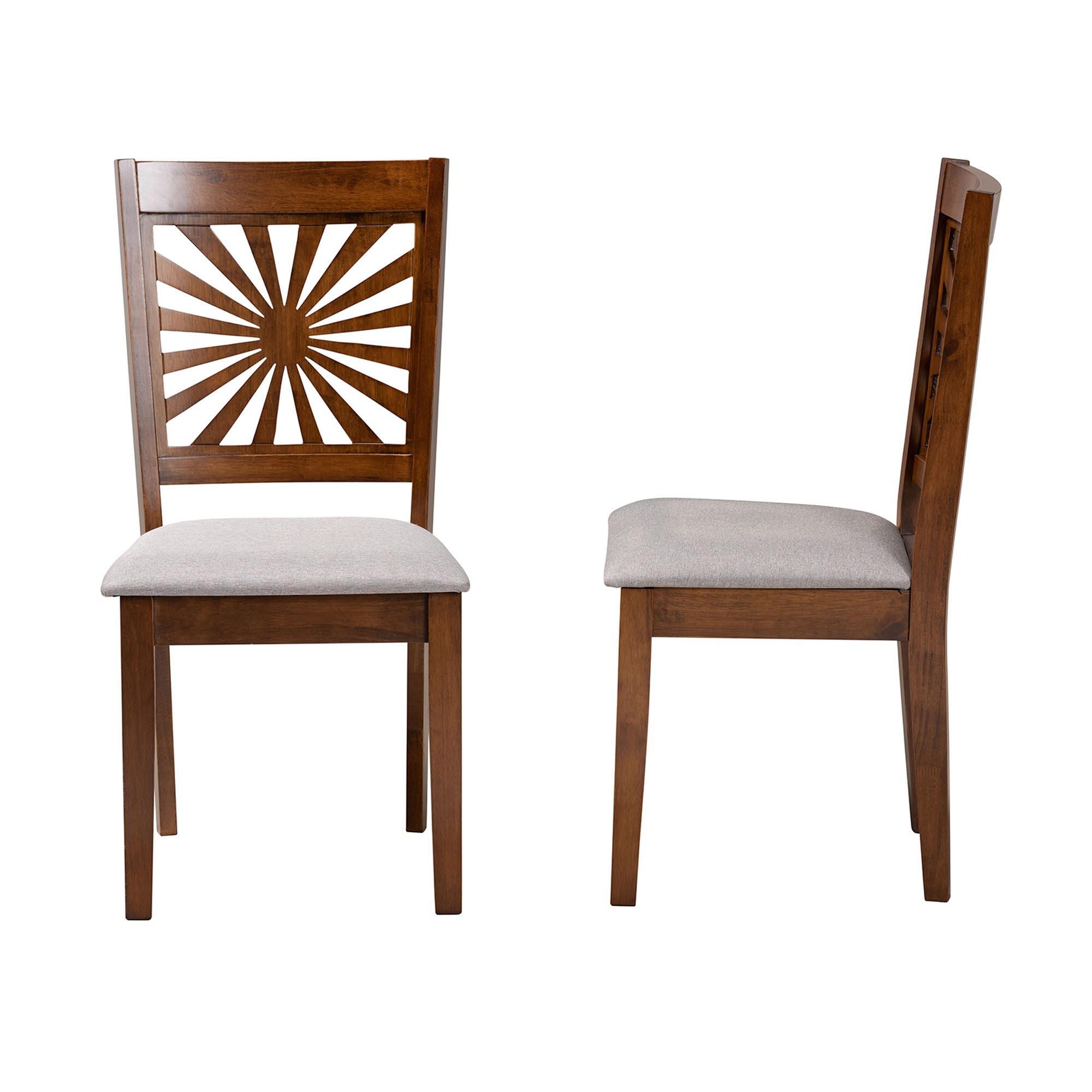 Baxton Studio Olympia Dining Chair (Set of 2), Gray/Walnut Brown, large
