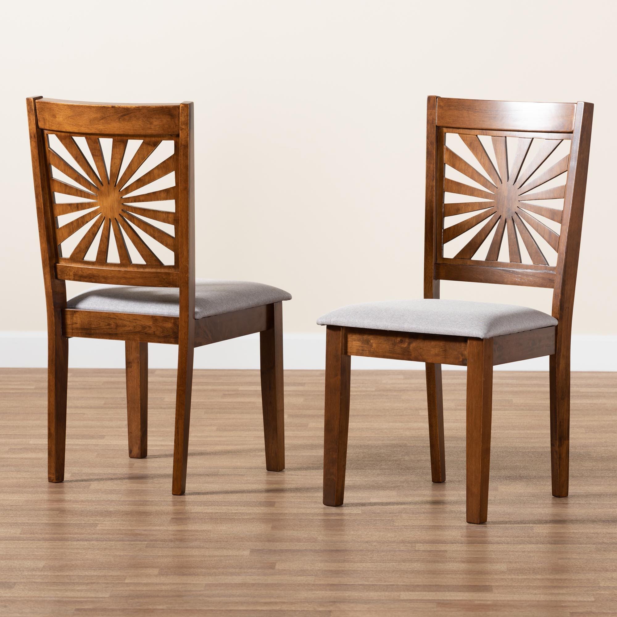 Baxton Studio Olympia Dining Chair (Set of 2), Gray/Walnut Brown, large